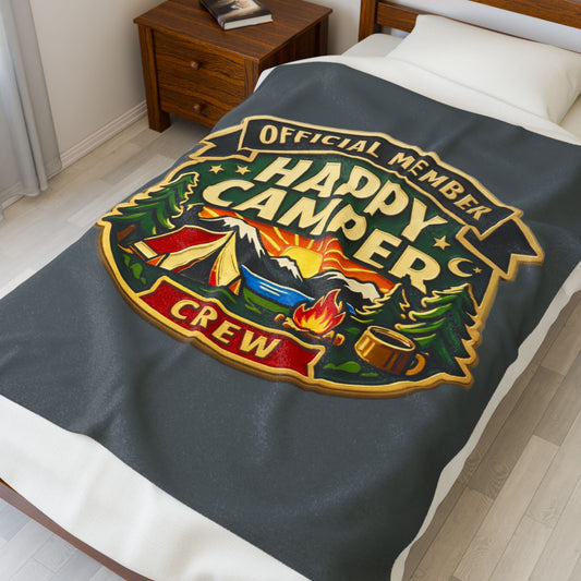 Blanket - Official Member* Happy Camper Crew Velveteen Plush Blanket — "happycampercrew.com other" Mountain Camper Throw