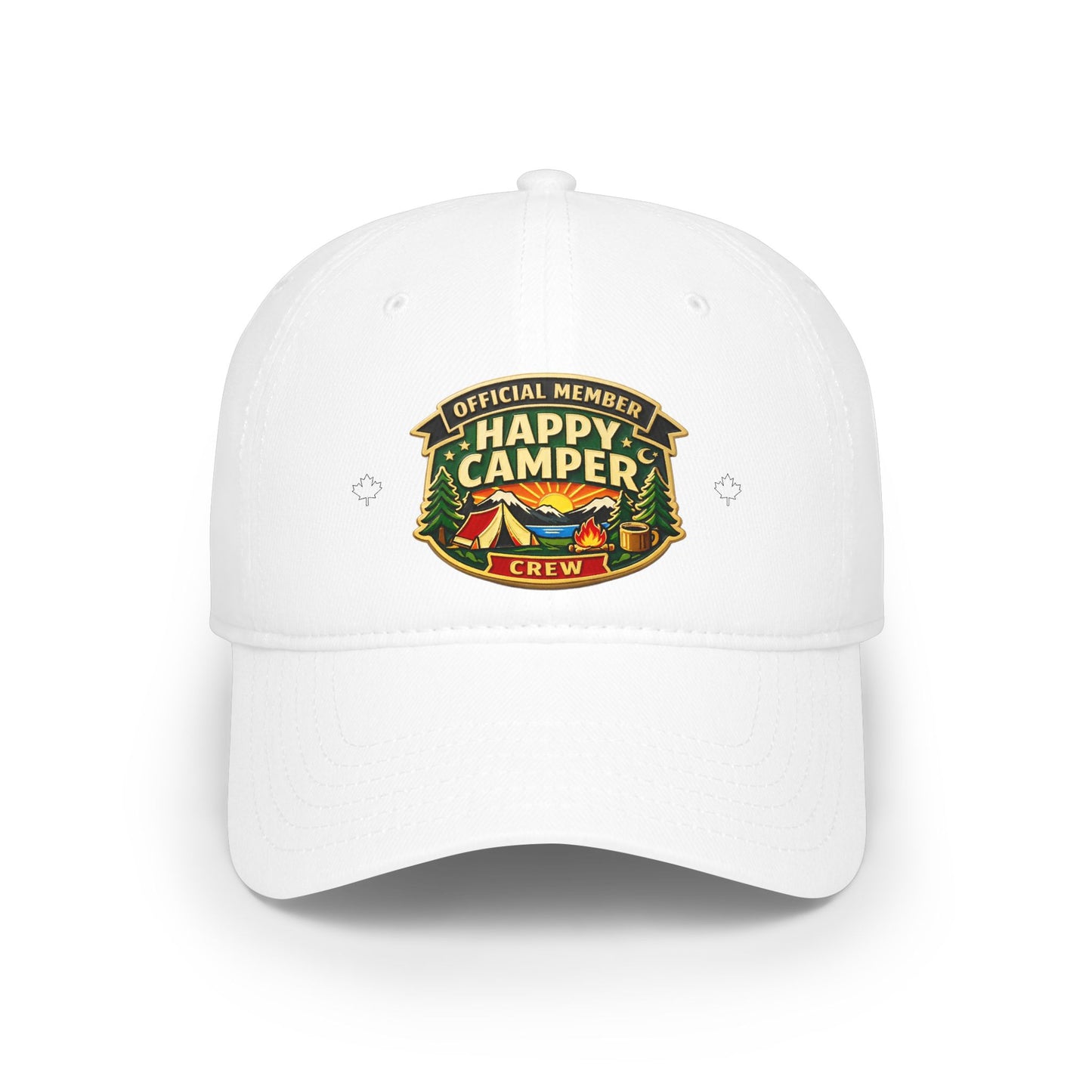Official Member Happy Camper Crew White Low Profile Baseball Cap, Adjustable Hat, Outdoor Gear, Casual Style, Gift for Nature Lovers HappyCamperCrew.com