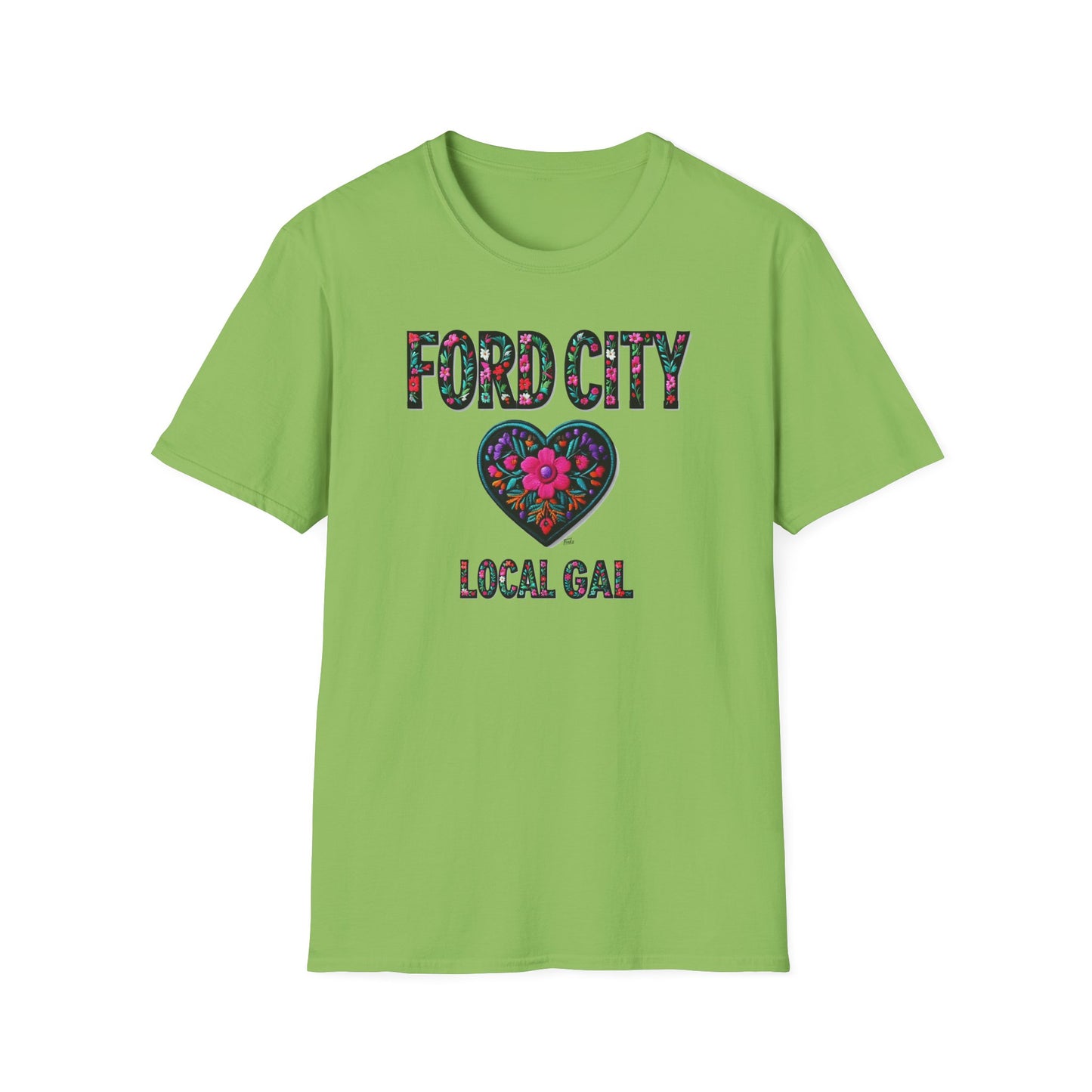 FORD CITY Local Gal Flower-Heart T-Shirt, 3 Softstyle Graphic Tee, Unisex Casual Wear, Support Local Merch, Gift for Community Lovers, Finkz WINDSOR