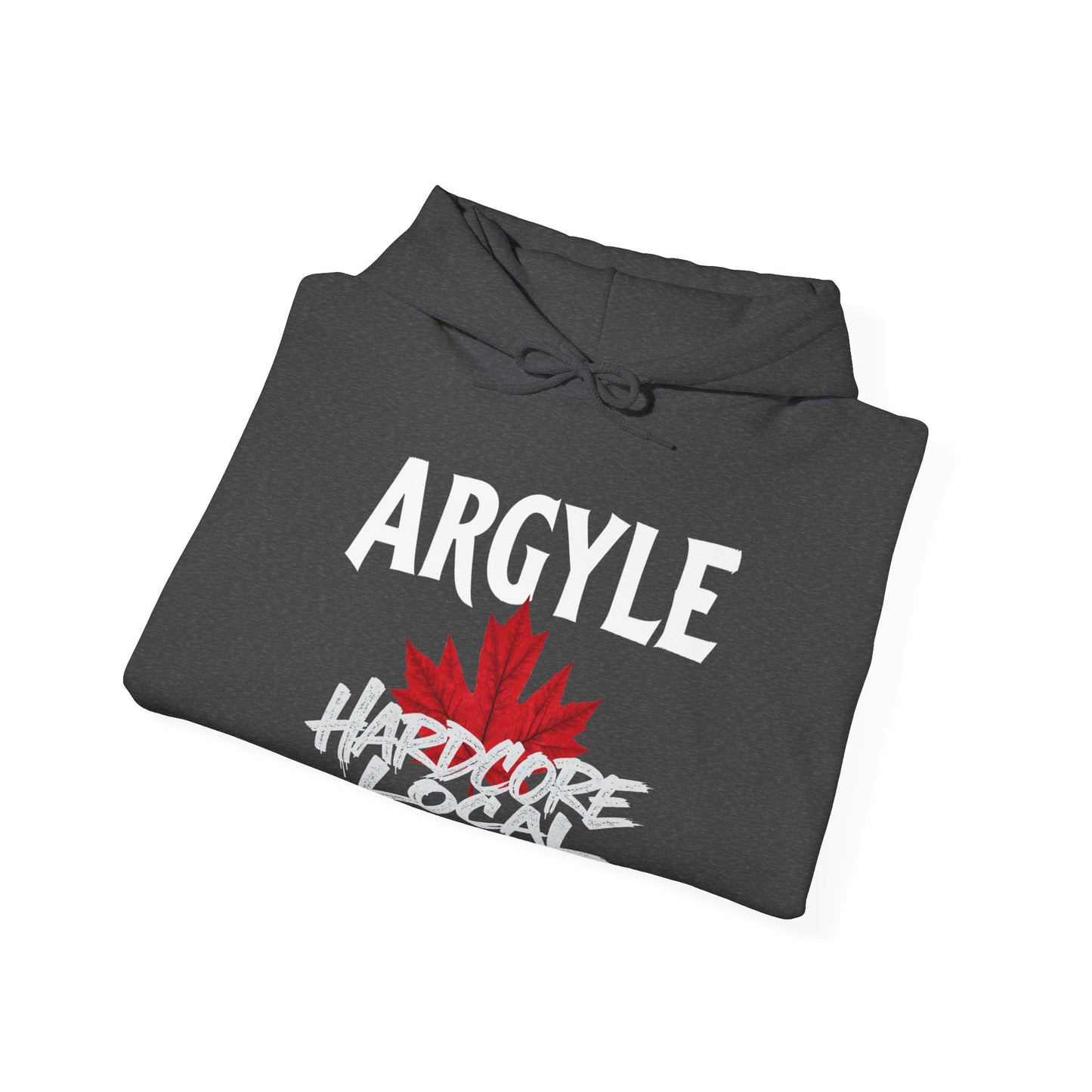 Argyle HARDCORE LOCAL red leaf, Hooded Sweatshirt - c02-n01-hs006 Unisex Heavy Blend™ Pullover, Casual Hoodie for Every Day, Gift for Friends, Support'n Locals -Local Pride Apparel Support Your Community
