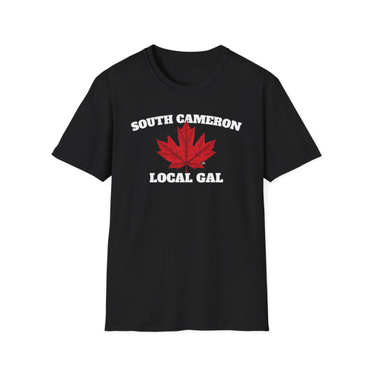 SOUTH CAMERON Local Gal Red Leaf T-Shirt, Softstyle Graphic Tee, Unisex Casual Wear, Support Local Merch, Gift for Community Lovers, Finkz Windsor