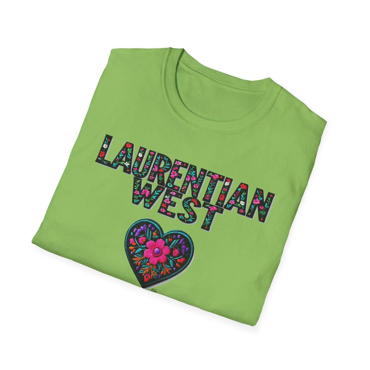 Laurentian West Local Gal Flower-Heart T-Shirt, c03-n01-s005 Softstyle Graphic Tee, Unisex Casual Wear, Support Local Merch, Gift for Community Lovers, Finkz WINDSOR