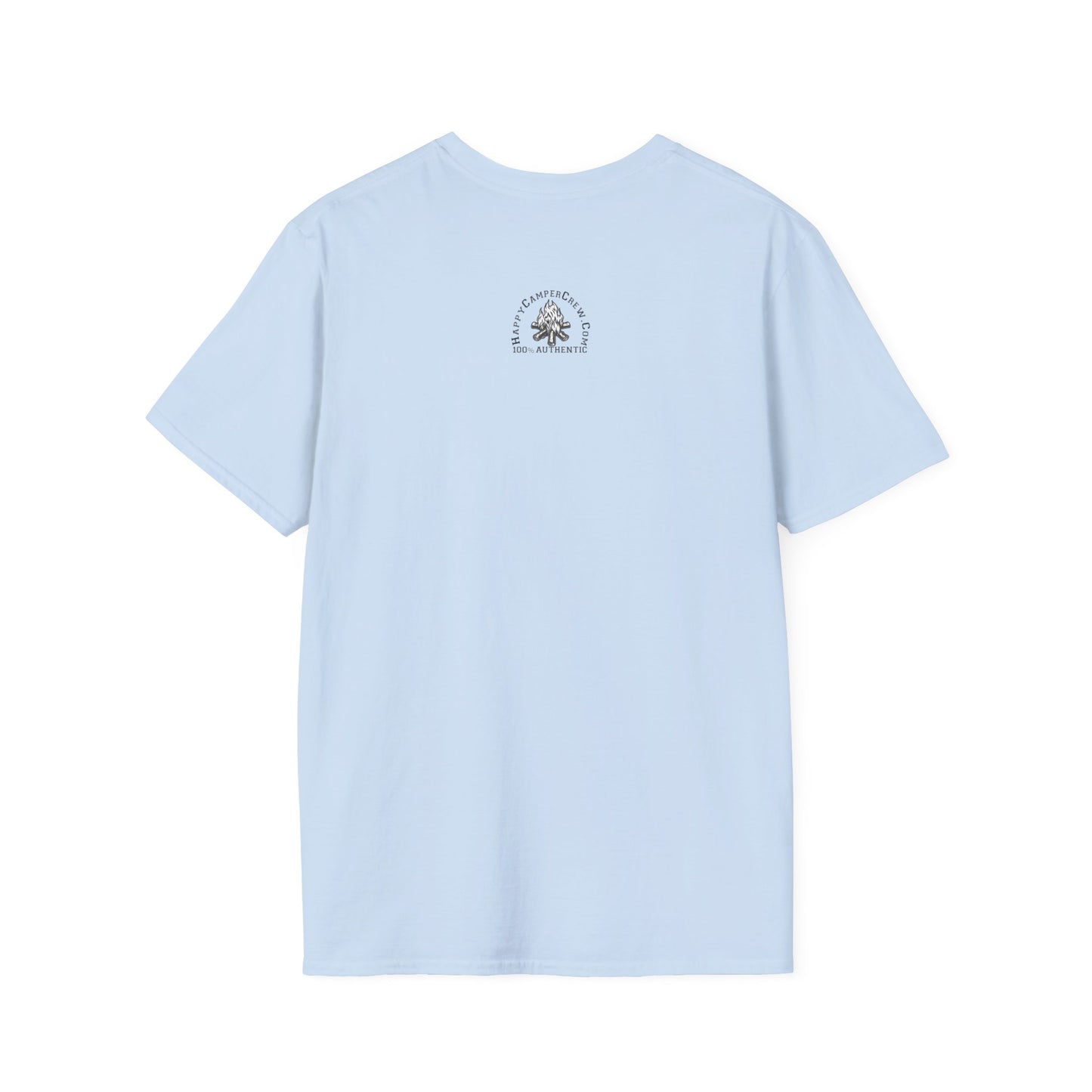 Happy Camper Crew Compass T-Shirt, Softstyle Graphic Tee, Unisex Casual Wear, Support'N Locals Merch, Gift for Community Lovers,