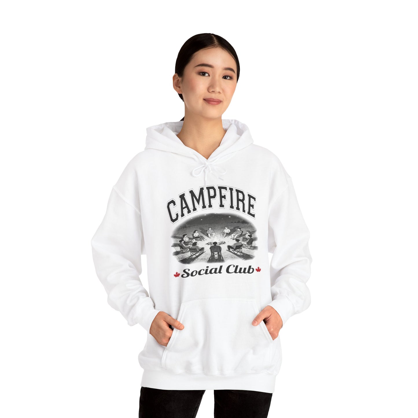 Campfire Social Club Leaf Cozy Hoodie | Unisex Sweatshirt for Nature Lovers, Casual Wear, Gift for Him/Her, Outdoor Adventures, Cozy Days Canada Patriotic