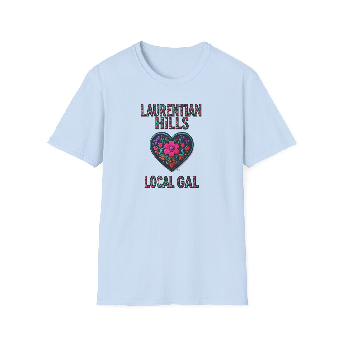 Laurentian Hills Local Gal Flower-Heart T-Shirt, c03-n06-s05  Softstyle Graphic Tee, Unisex Casual Wear, Support Local Merch, Gift for Community Lovers, Finkz WINDSOR