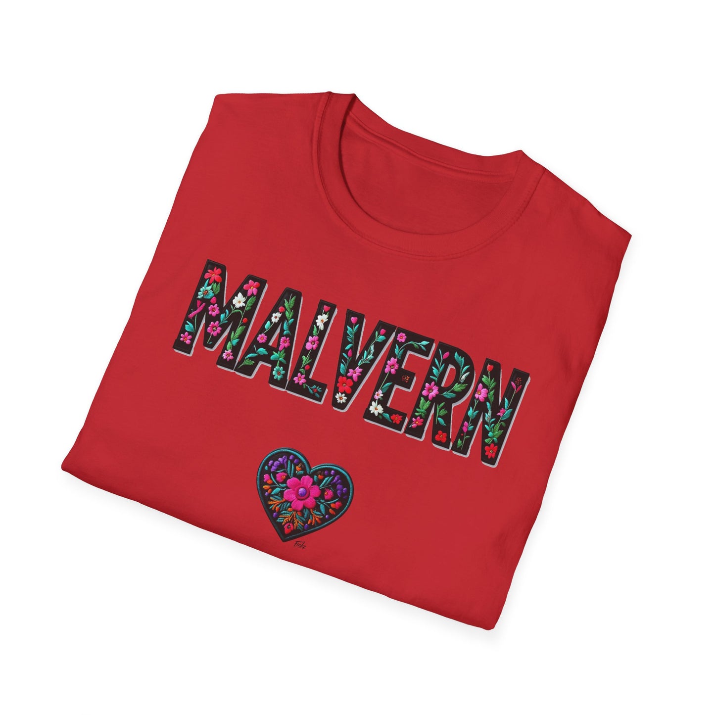 Malvern Local Gal Flower-Heart T-Shirt, c06-n04-s005 Softstyle Graphic Tee, Unisex Casual Wear, Support Local Merch, Gift for Community Lovers, Finkz WINDSOR