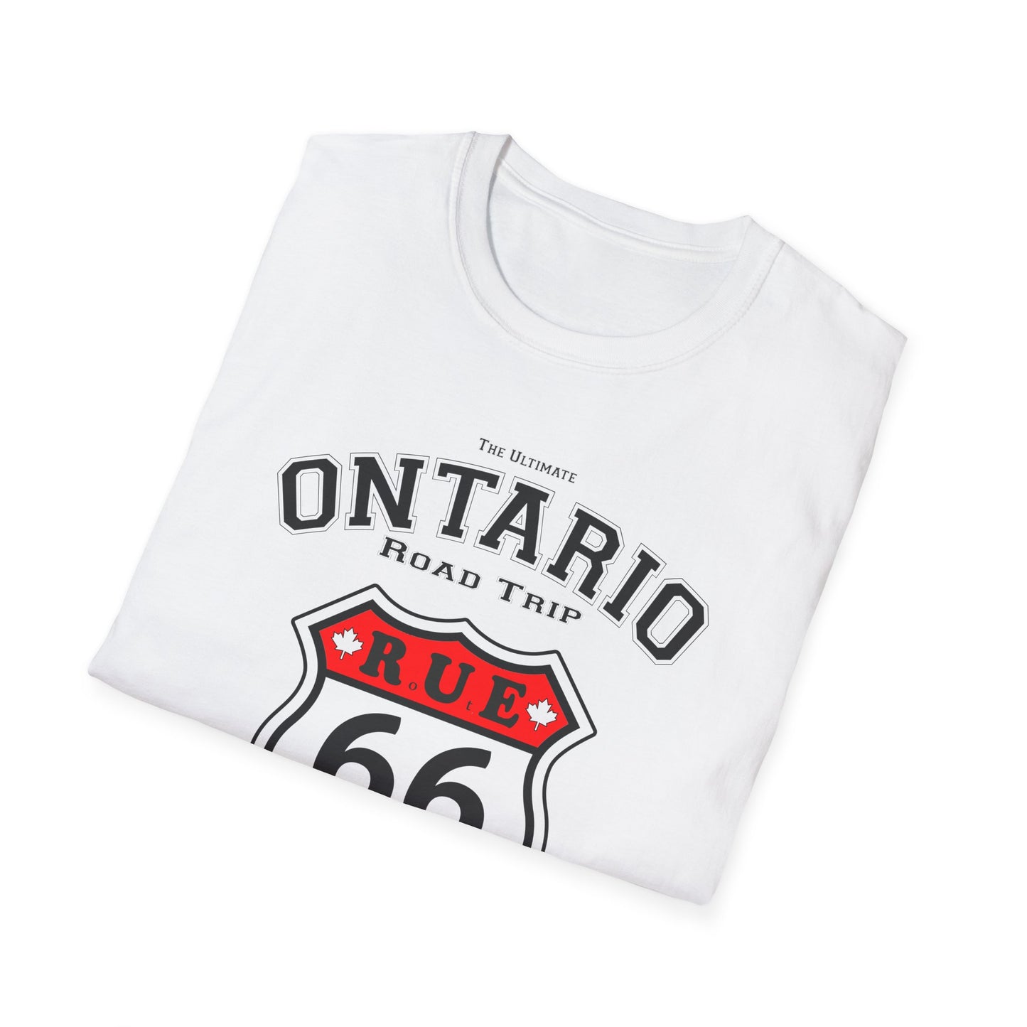 Ontario Rue 66 Road Trip Adventure Trail Red T-Shirt, Softstyle, Unisex - Rue66.ca