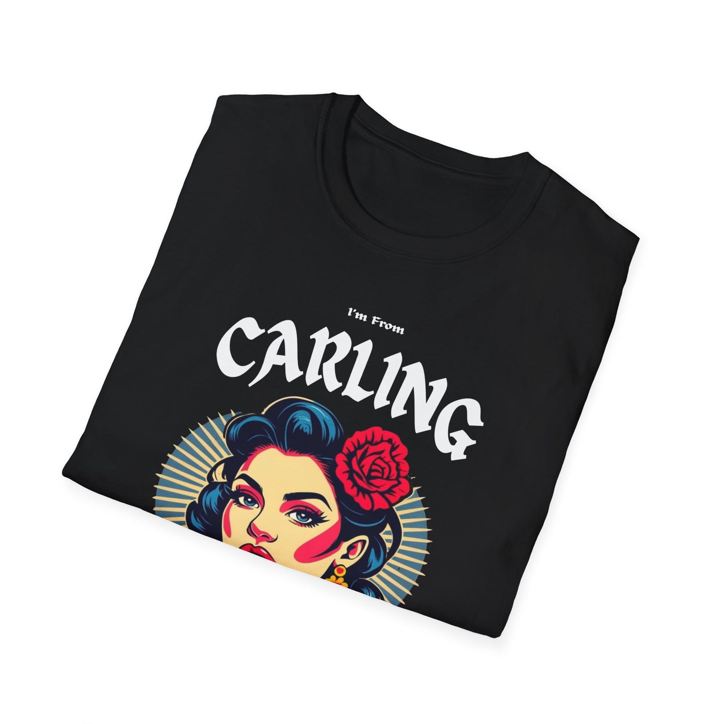 Carling Underestimate Gal T-Shirt, c02-n03-s001 Softstyle Graphic Tee, Unisex Casual Wear, Support'n Locals Merch, Gift for Community Lovers.