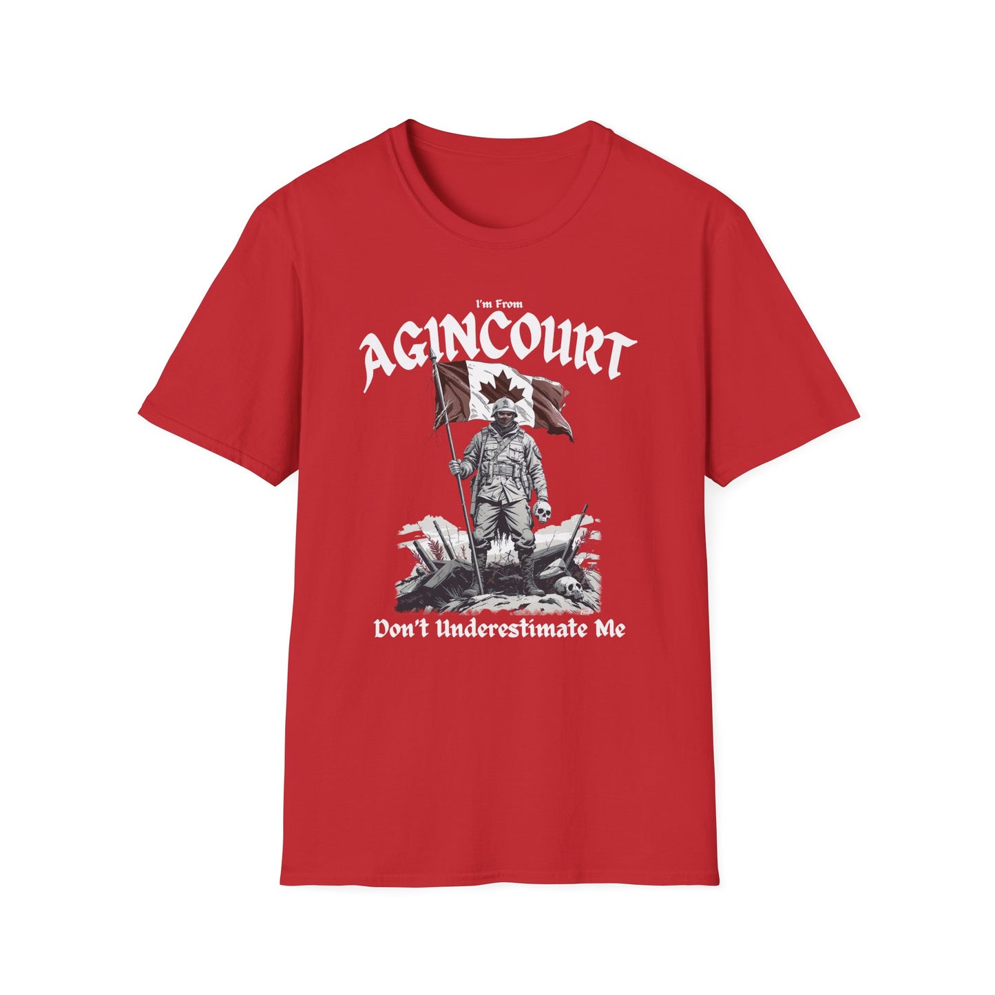 Agincourt Underestimate Guy T-Shirt, c06-n01-s002 Softstyle Graphic Tee, Unisex Casual Wear, Support'n Locals Merch, Gift for Community Lovers.