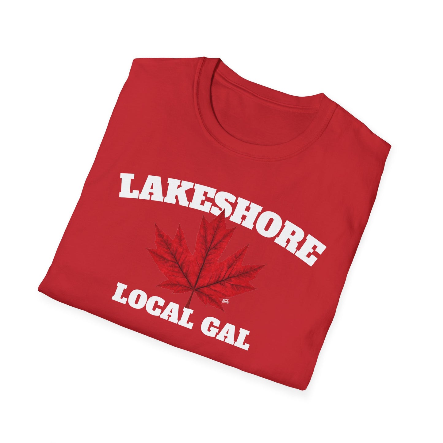 LAKESHORE Local Gal Red Leaf T-Shirt, Softstyle Graphic Tee, Unisex Casual Wear, Support Local Merch, Gift for Community Lovers, Finkz Windsor