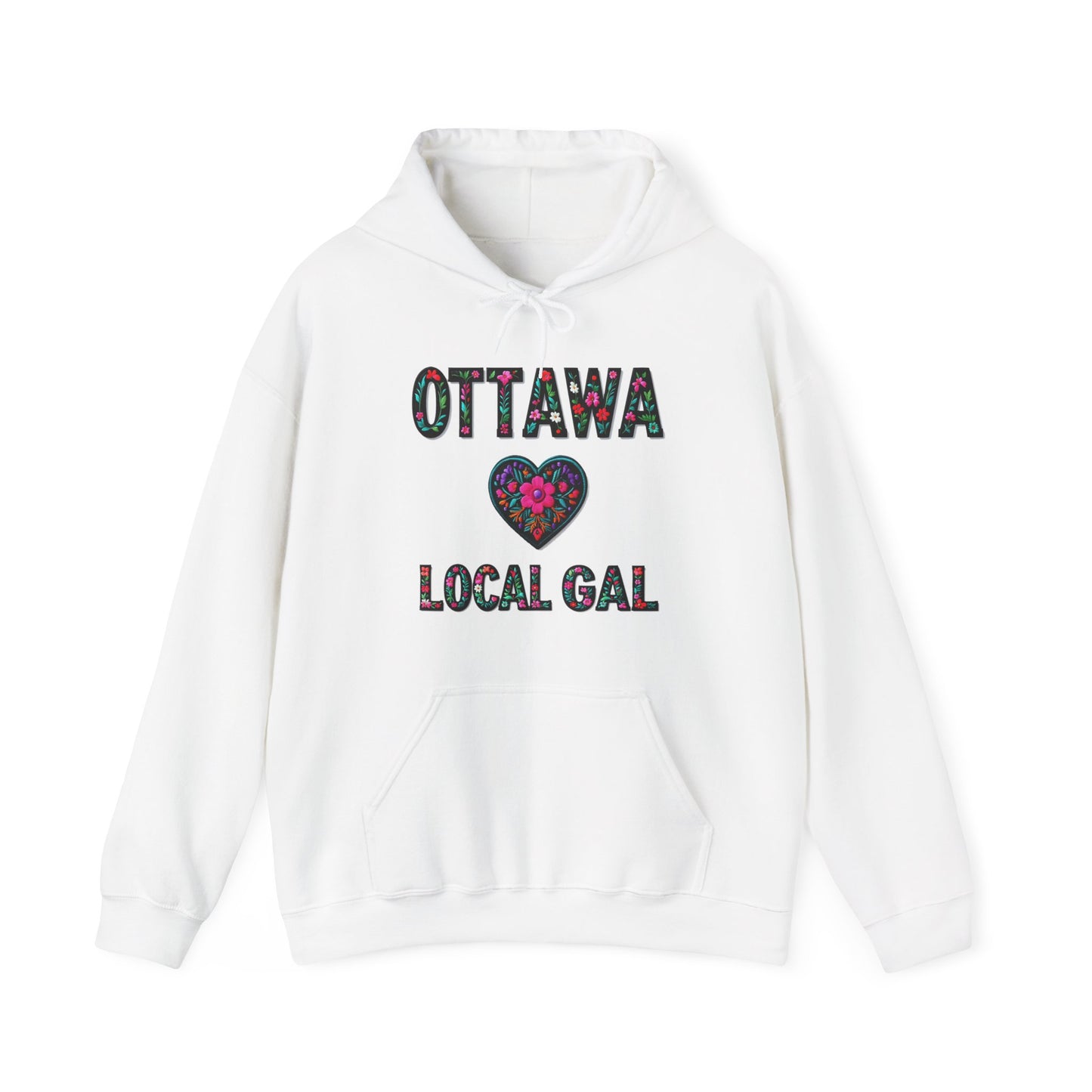 Ottawa Local Gal Flower c07-n00-hs005, Hooded Sweatshirt -  Unisex Heavy Blend™ Pullover, Casual Hoodie for Every Day, Gift for Friends, Support'n Locals -Local Pride Apparel Support Your Community