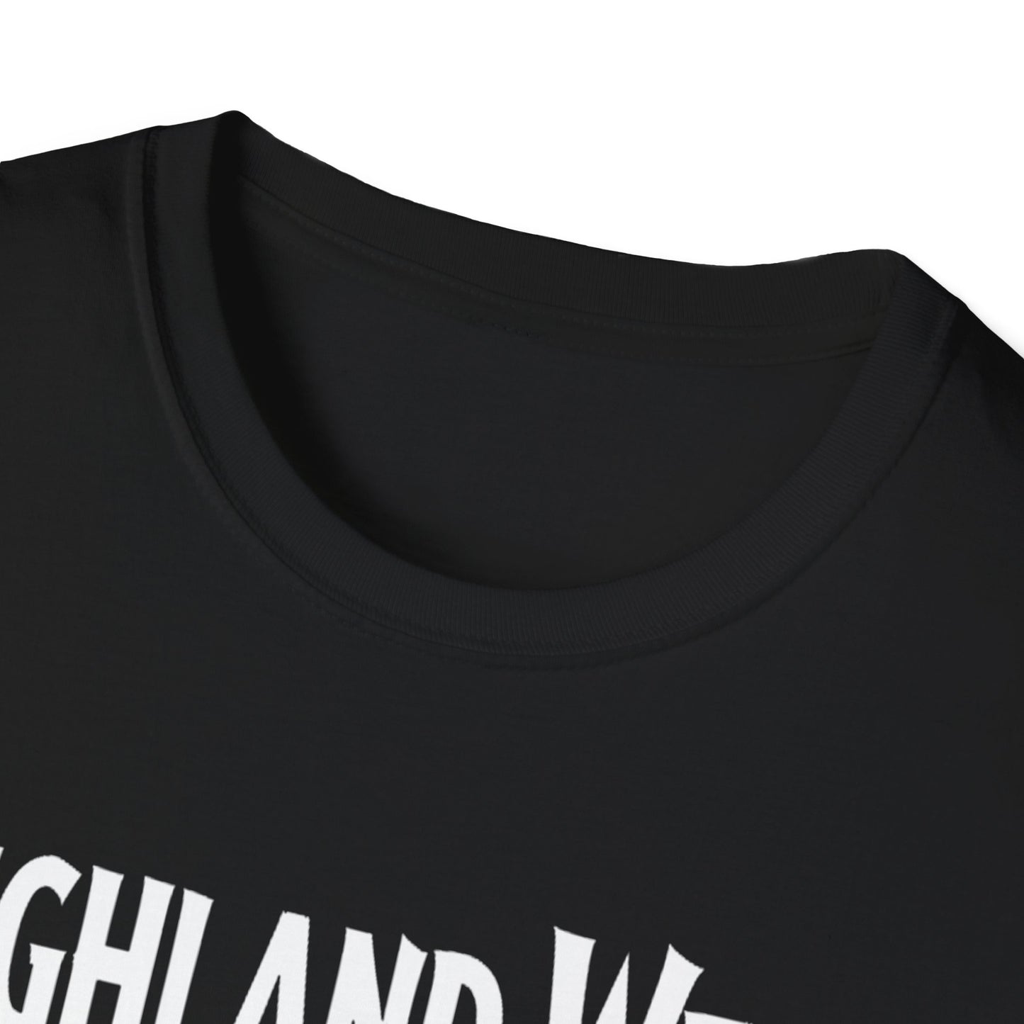 Highland West Hardcore Rep'n White Leaf T-Shirt, c03-n05-s007 Softstyle Graphic Tee, Unisex Casual Wear, Support'n Locals Merch, Gift for Community Lovers.