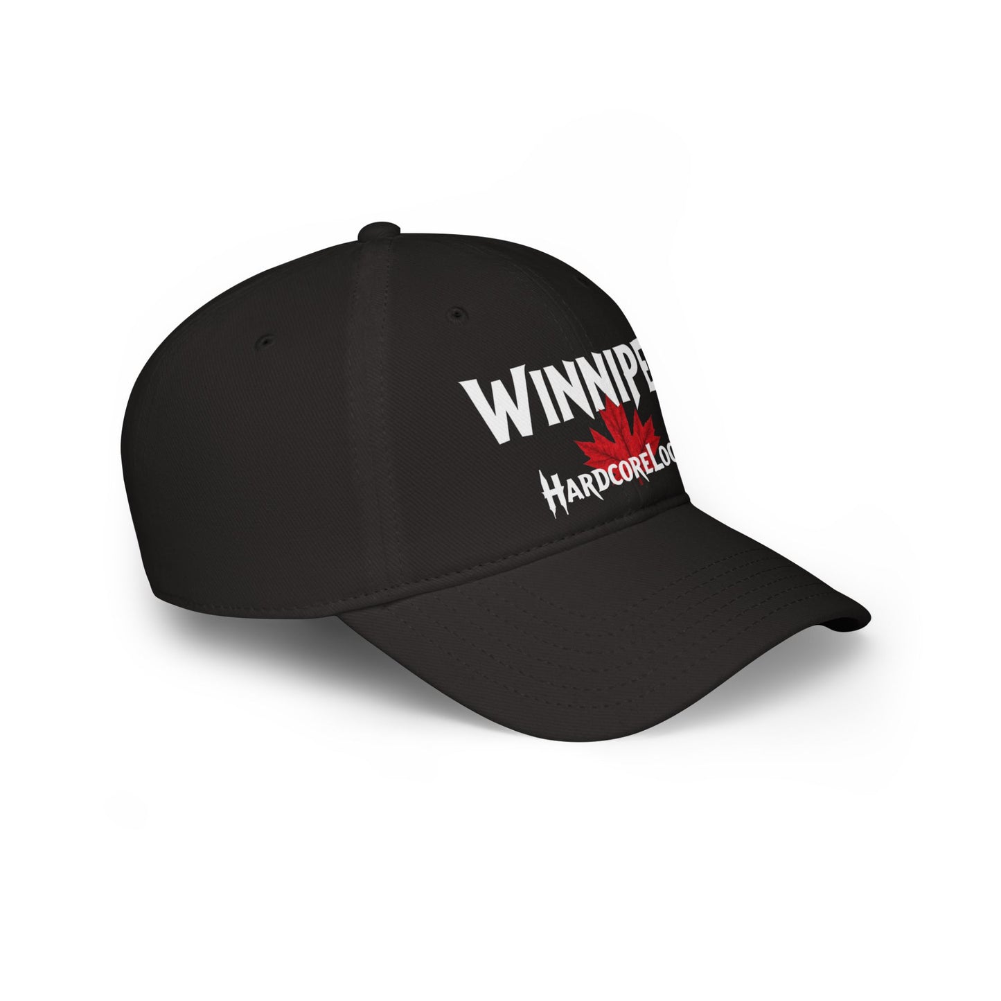 Winnipeg HARDCORE LOCAL Red LEAF Low Profile Baseball Cap - Hat for Community Lovers