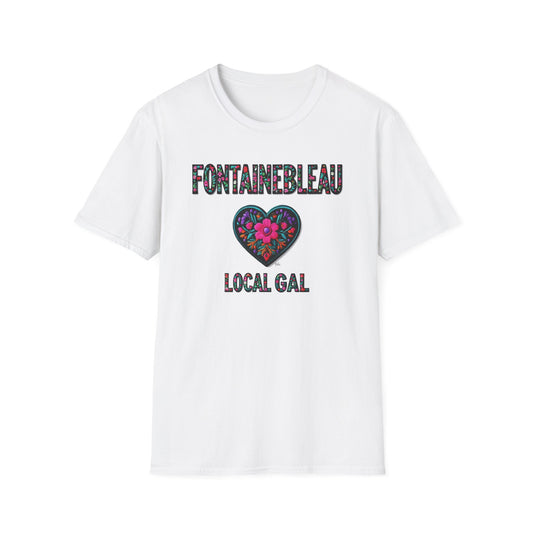 FONTAINEBLEAU Local Gal Flower-Heart T-Shirt, 3 Softstyle Graphic Tee, Unisex Casual Wear, Support Local Merch, Gift for Community Lovers, Finkz WINDSOR