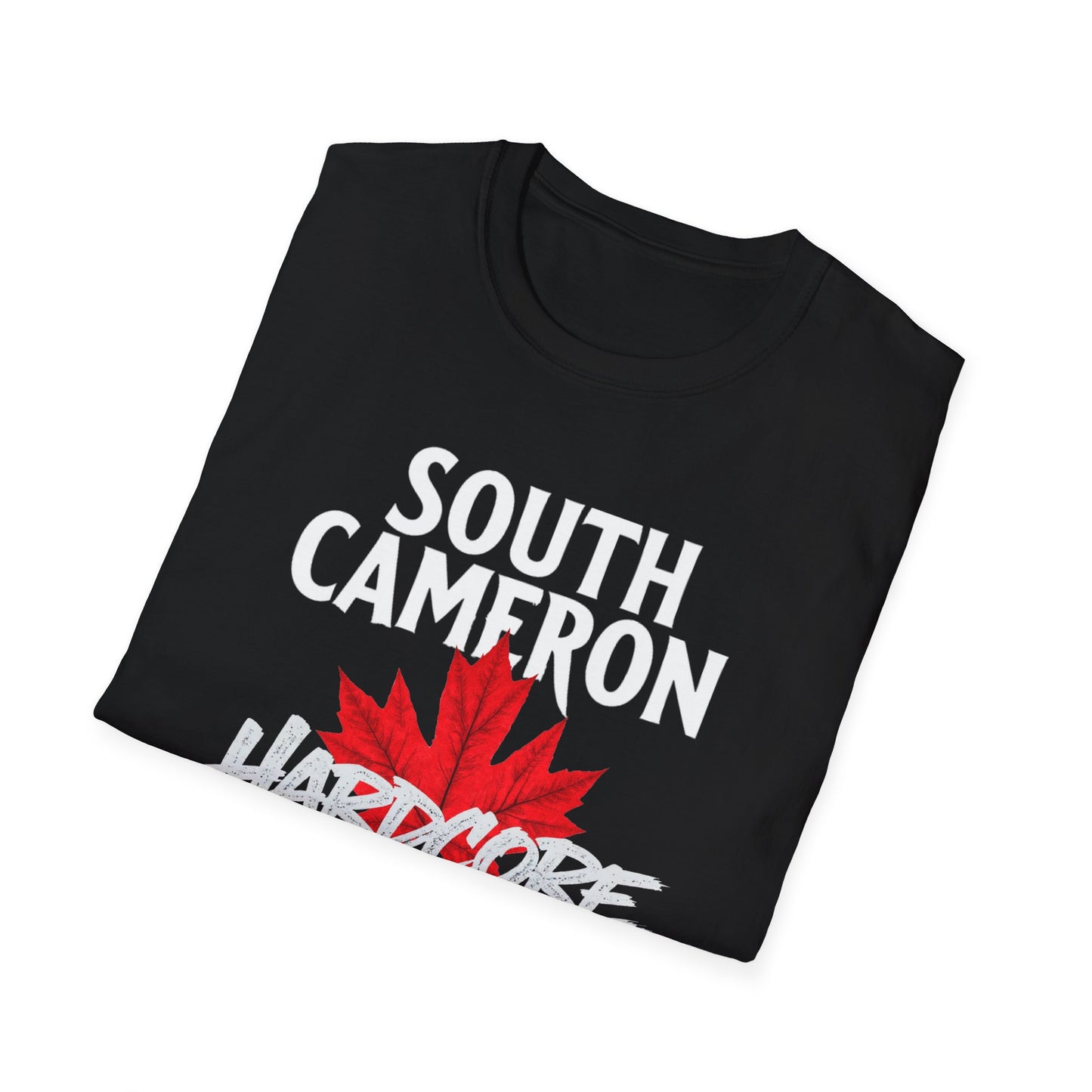 SOUTH CAMERON Hardcore Local, We Support Our Own,  Red Leaf 3 T-Shirt, Softstyle Graphic Tee, Unisex Casual Wear, Support Local Merch, Gift for Community Lovers, FINKZ WINDSOR