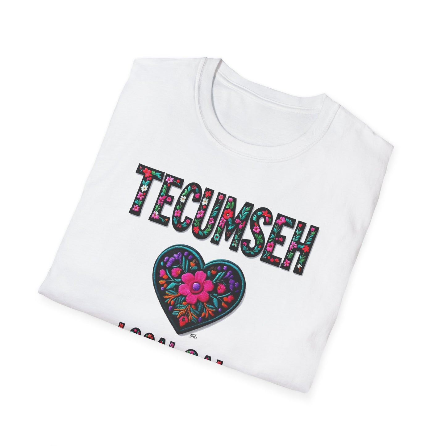 TECUMSEH Local Gal Flower-Heart T-Shirt, 3 Softstyle Graphic Tee, Unisex Casual Wear, Support Local Merch, Gift for Community Lovers, Finkz WINDSOR