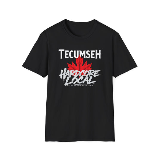 TECUMSEH Hardcore Local, We Support Our Own,  Red Leaf 3 T-Shirt, Softstyle Graphic Tee, Unisex Casual Wear, Support Local Merch, Gift for Community Lovers, FINKZ WINDSOR