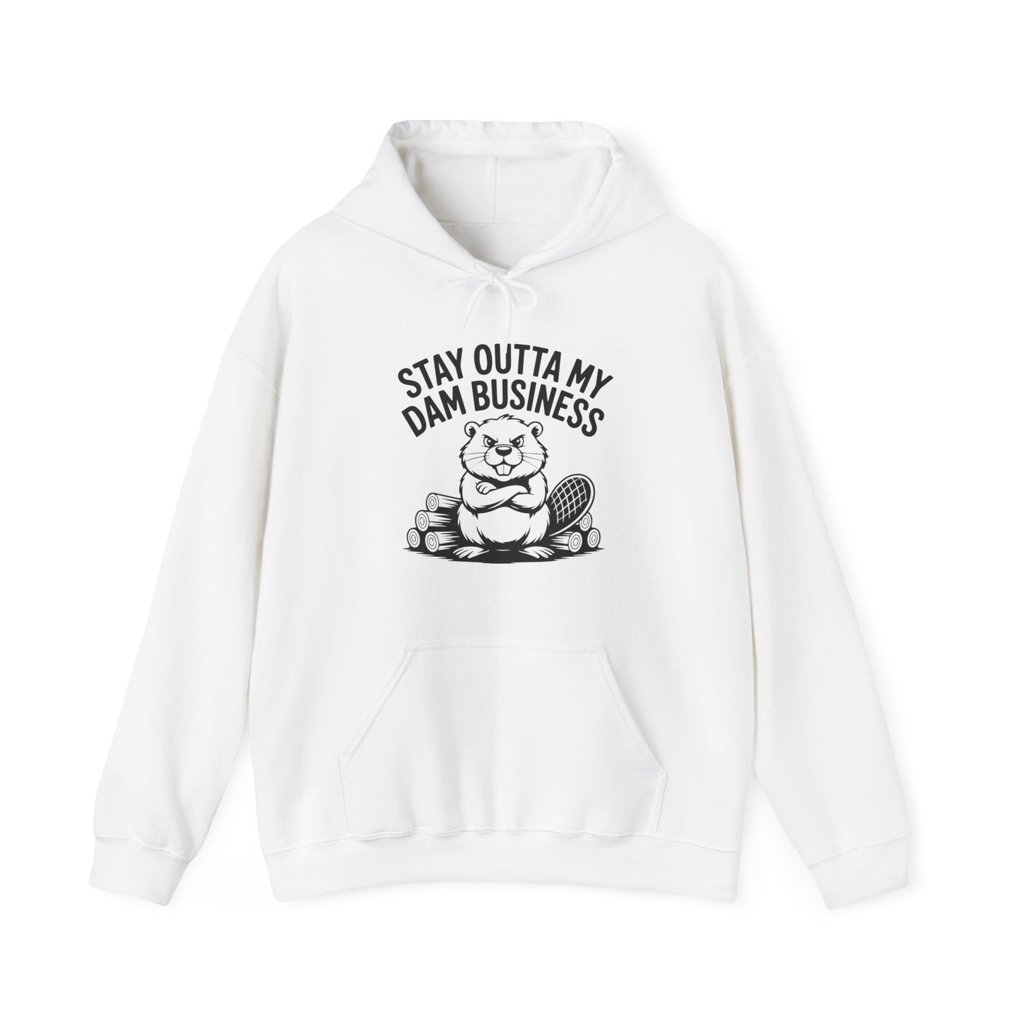 Stay Outta My Dam Business Beaver , Hooded Sweatshirt - c00-n00-hs006 Unisex Heavy Blend™ Pullover, Casual Hoodie for Every Day, Gift for Friends, Support'n Locals -Local Pride Apparel Support Your Community