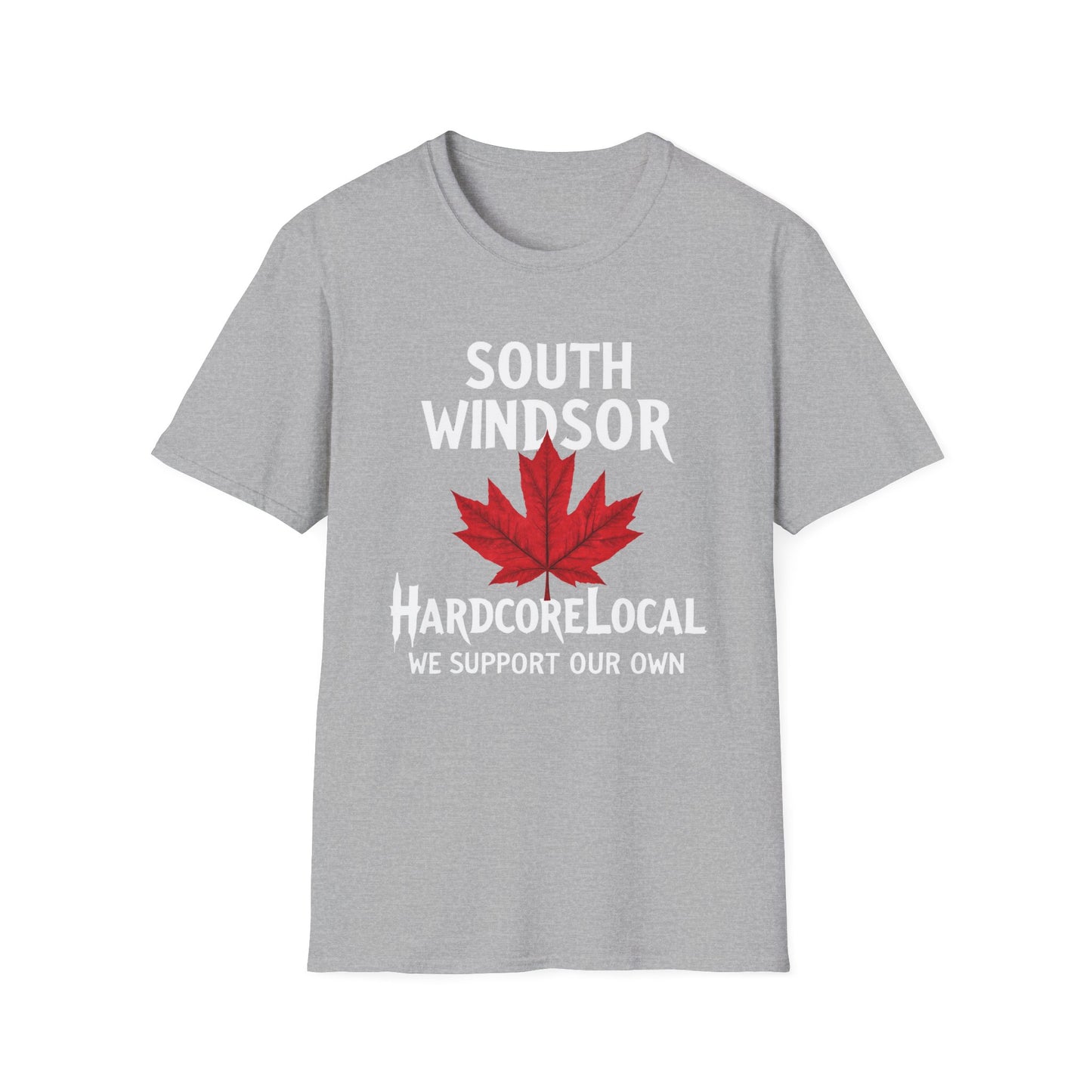 South Windsor Hardcore Local Red Leaf, We Support Our Own, 1 T-Shirt, Softstyle Graphic Tee, Unisex Casual Wear, Support Local Merch, Gift for Community Lovers