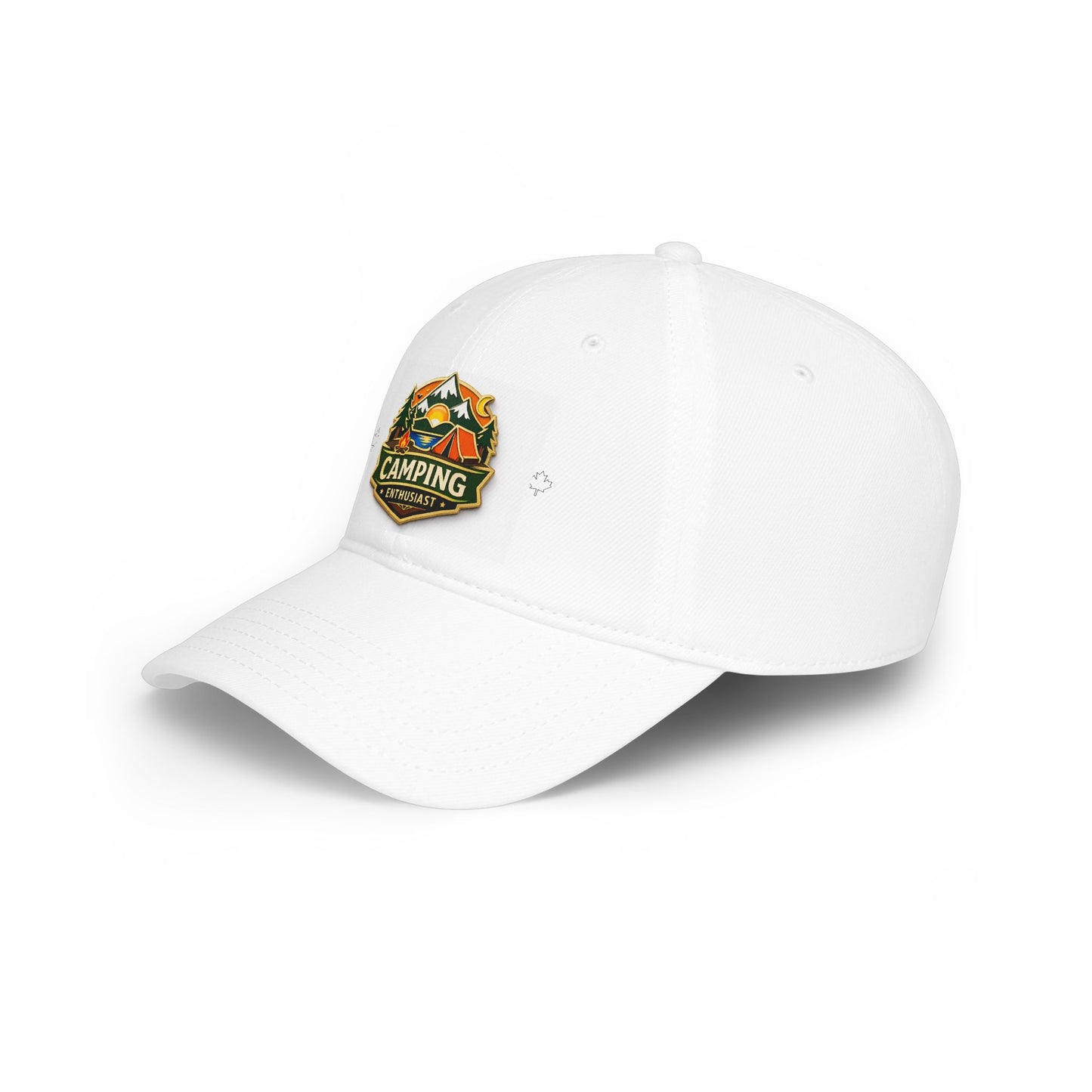 Camping Enthusiast White Low Profile Baseball Cap, Adjustable Hat, Outdoor Gear, Casual Style, Gift for Nature Lovers CampingEnthusiast.com