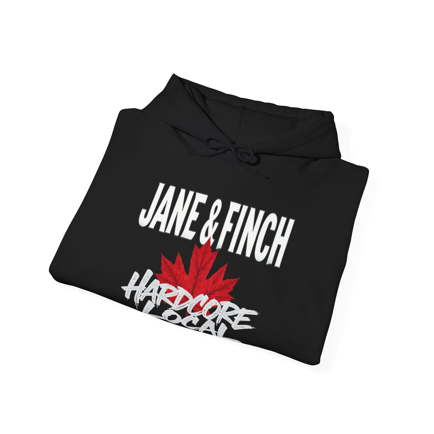Jane & Finch HARDCORE LOCAL red leaf, Hooded Sweatshirt - c06-n01-hs006 Unisex Heavy Blend™ Pullover, Casual Hoodie for Every Day, Gift for Friends, Support'n Locals -Local Pride Apparel Support Your Community