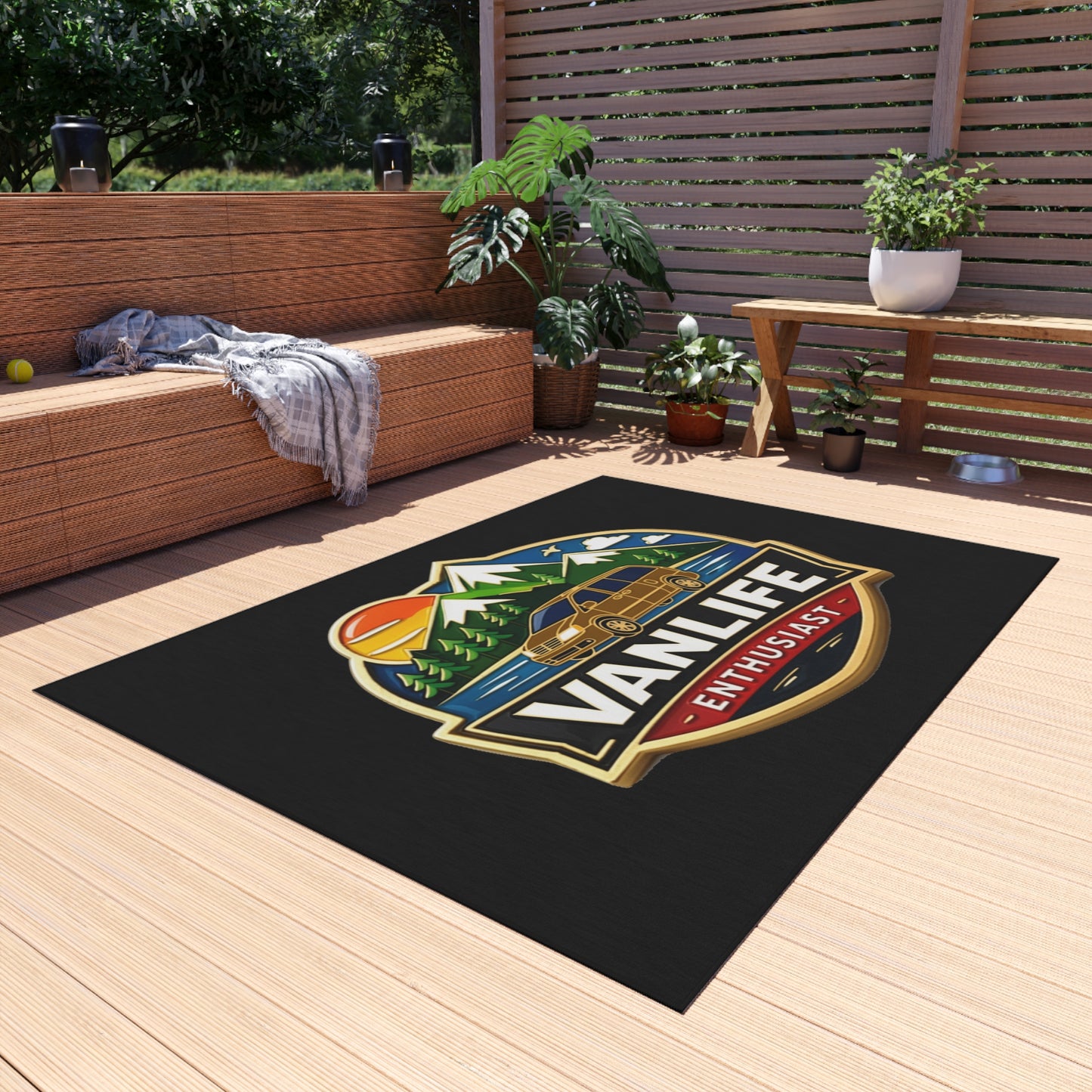 Vanlife Enthusiast Outdoor Rug — Camping Van Adventure Doormat