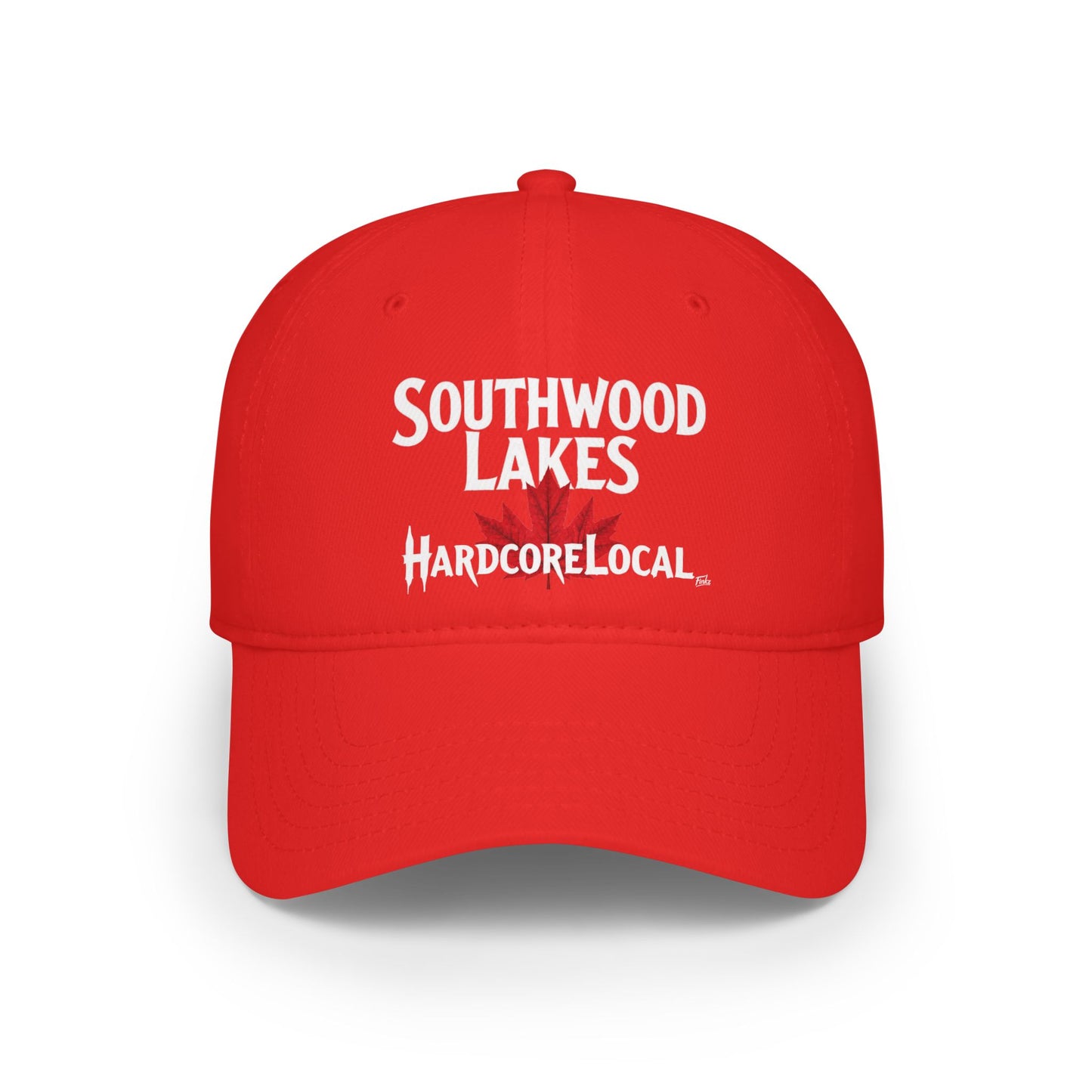 SOUTHWOOD LAKES HARDCORE  BIG LEAF Low Profile Baseball Cap - Red Hat for Community Lovers FINKZ WINDSOR