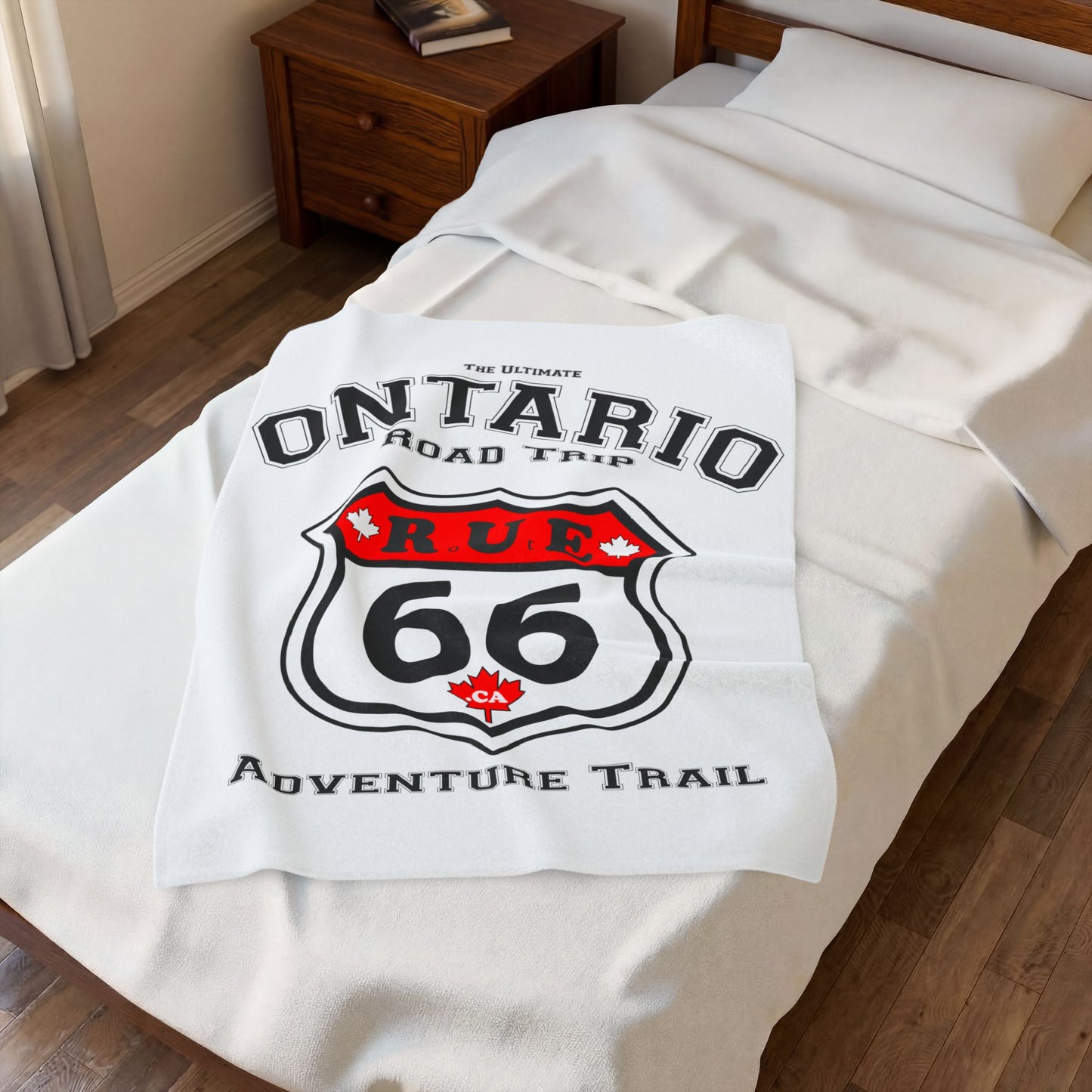Ontario Rue 66 Blanket  -  Velveteen Plush Blanket — "happycampercrew.com other" Mountain Camper Throw Rue66.ca