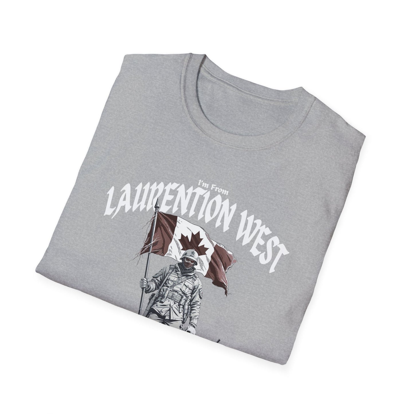Laurentian West Underestimate Guy T-Shirt, c03-n07-s002 Softstyle Graphic Tee, Unisex Casual Wear, Support'n Locals Merch, Gift for Community Lovers.