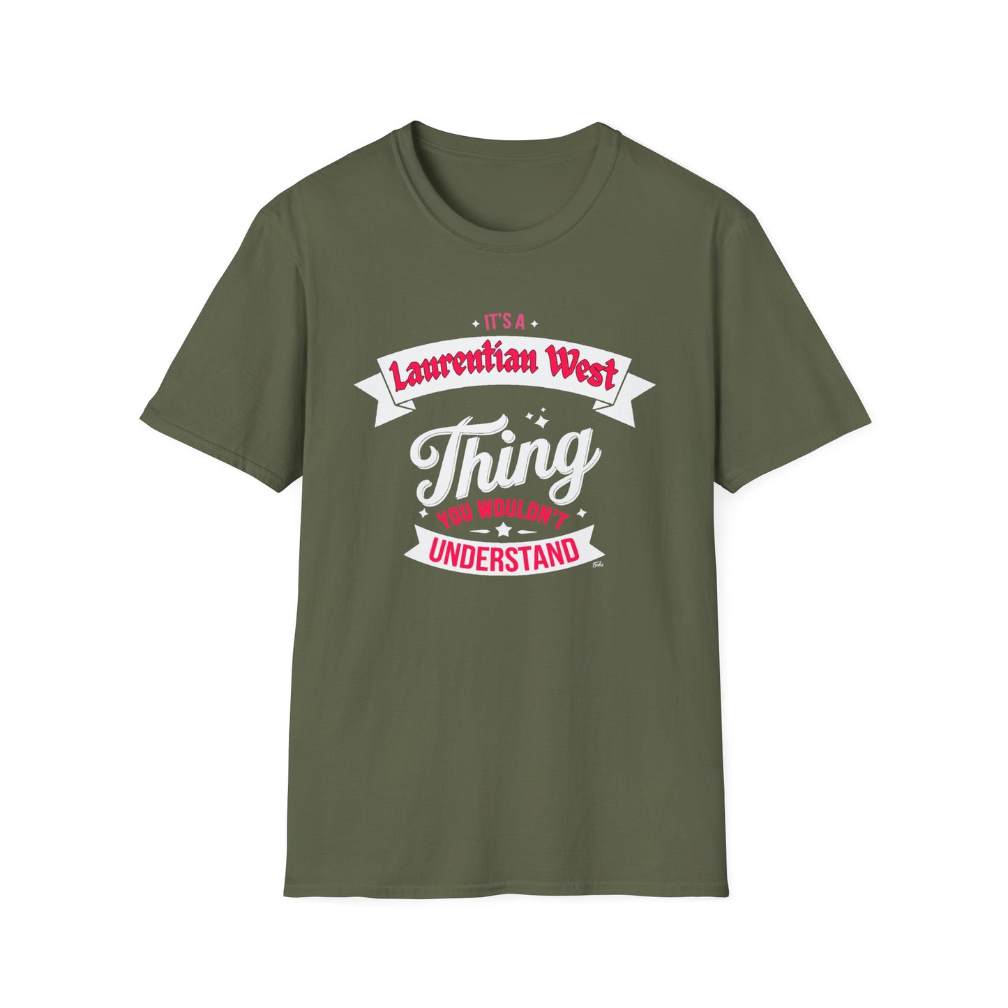 Laurentian West THING T-Shirt, Softstyle Graphic Tee, Unisex Casual Wear, Support'n Locals Merch, Gift for Community Lovers, c03-n07-s003