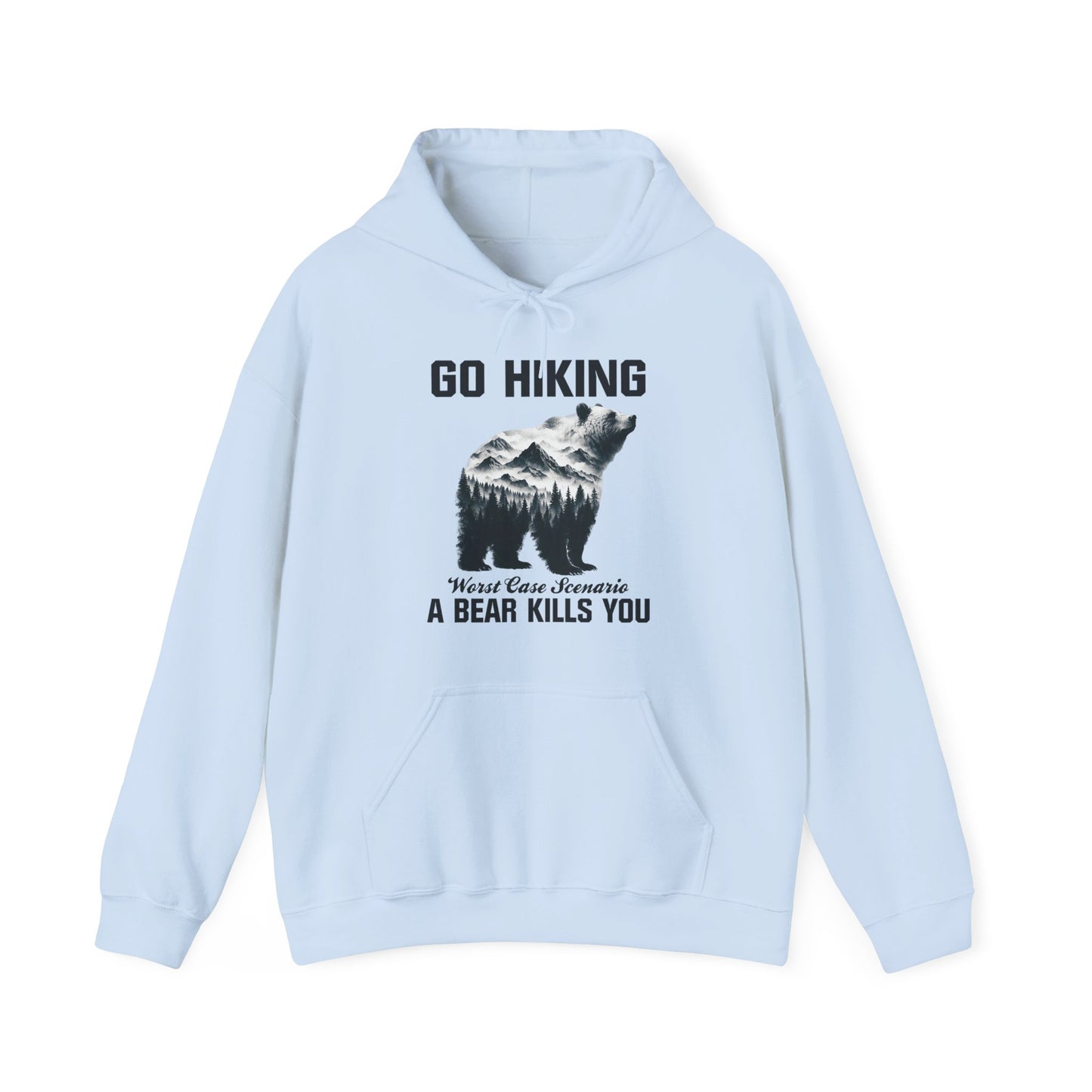 Go Hiking - Worst Case Hoodie | HappyCamperCrew.Com 100% Authentic | Cozy Camping Hoodie | Unisex Hooded Sweatshirt for Nature Lovers, Casual Wear, Gift for Him/Her, Outdoor Adventures, Cozy Days & Warm Nights by the Campfire
