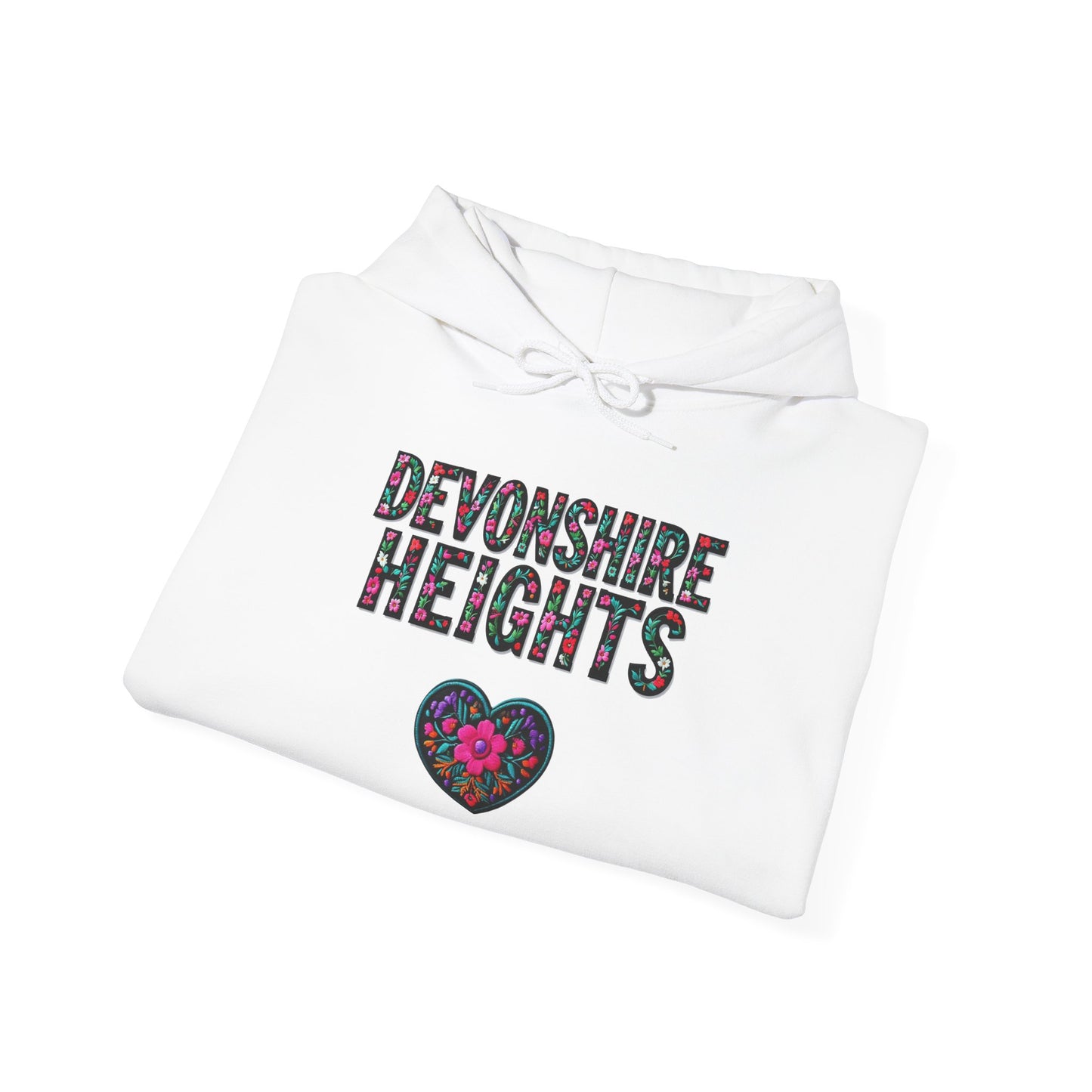 Devonshire Heights Local Gal Flower c01-n15-hs005, Hooded Sweatshirt -  Unisex Heavy Blend™ Pullover, Casual Hoodie for Every Day, Gift for Friends, Support'n Locals -Local Pride Apparel Support Your Community