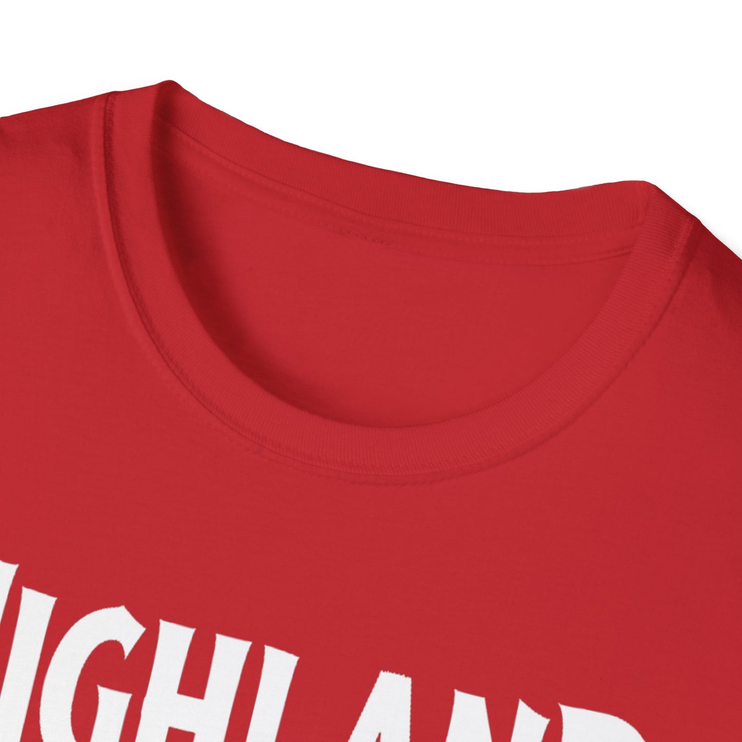 Highland Hardcore Rep'n White Leaf T-Shirt, c02-n05-s007 Softstyle Graphic Tee, Unisex Casual Wear, Support'n Locals Merch, Gift for Community Lovers.