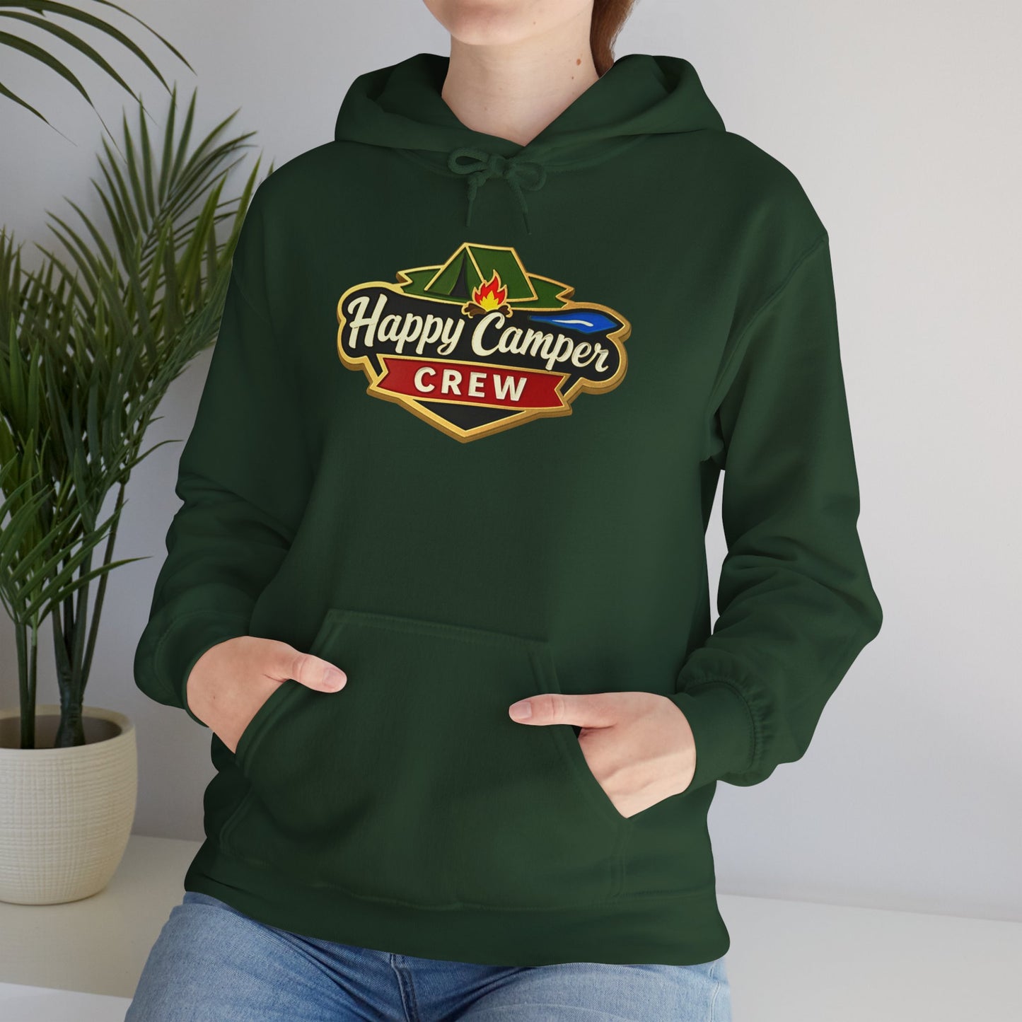 Happy Camper Crew - Dark Hoodie |  100% Authentic | Cozy Camping Hoodie | Unisex Hooded Sweatshirt for Nature Lovers, Casual Wear, Gift for Him/Her, Outdoor Adventures.. - HappyCamperCrew.com