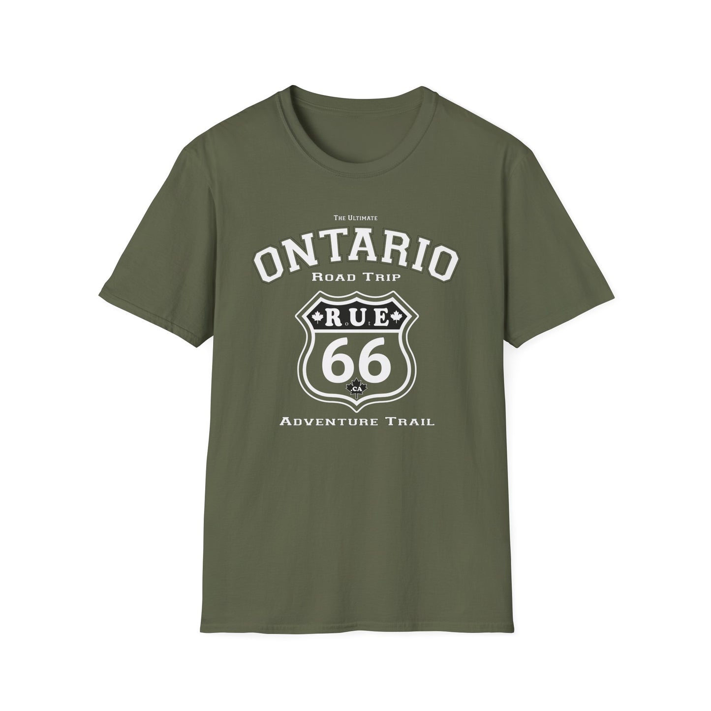 Ontario Rue 66 Road Trip Adventure Trail Red T-Shirt, Softstyle, Unisex - Rue66.ca