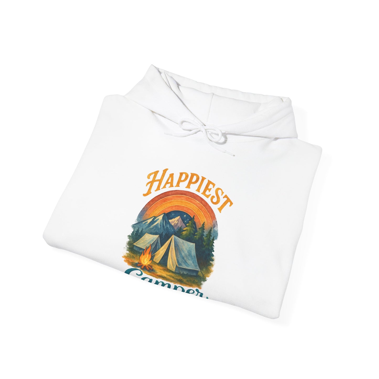 Happiest Camper Hoodie | HappyCamperCrew.Com 100% Authentic | Cozy Camping Hoodie | Unisex Hooded Sweatshirt for Nature Lovers, Casual Wear, Gift for Him/Her, Outdoor Adventures, Cozy Days & Warm Nights by the Campfire