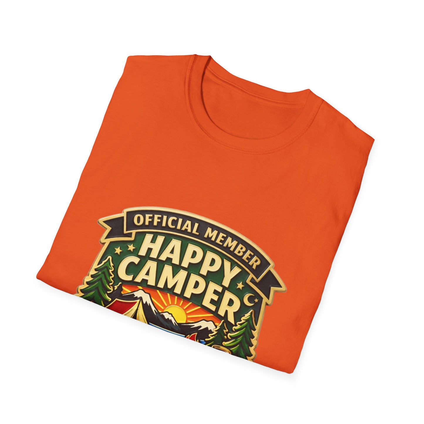 Happy Camper Crew T-Shirt Dark, Softstyle, Unisex  - HappyCamperCrew.com