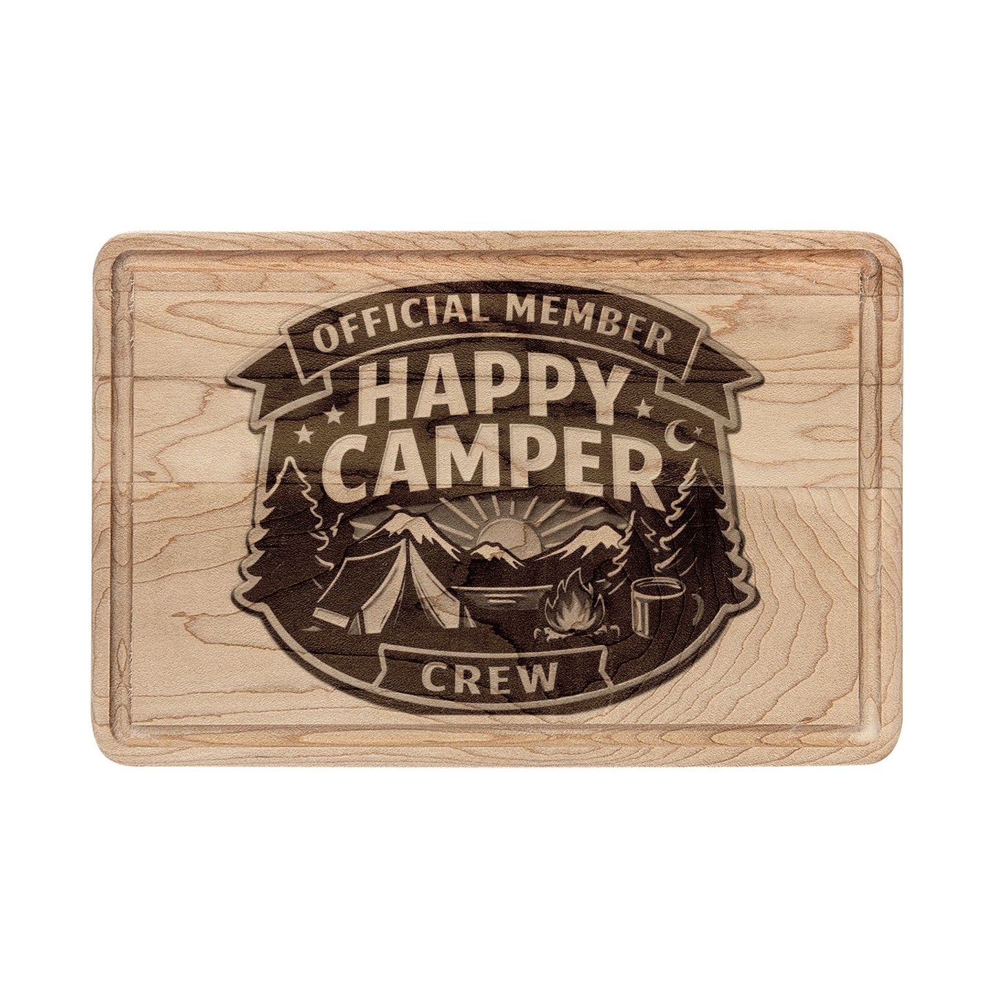 Cutting Board - Engraved Campfire Compass Wooden Cutting Board — Rustic Outdoor BBQ Gift  - High Shipping Rate HappyCamperCrew.com other