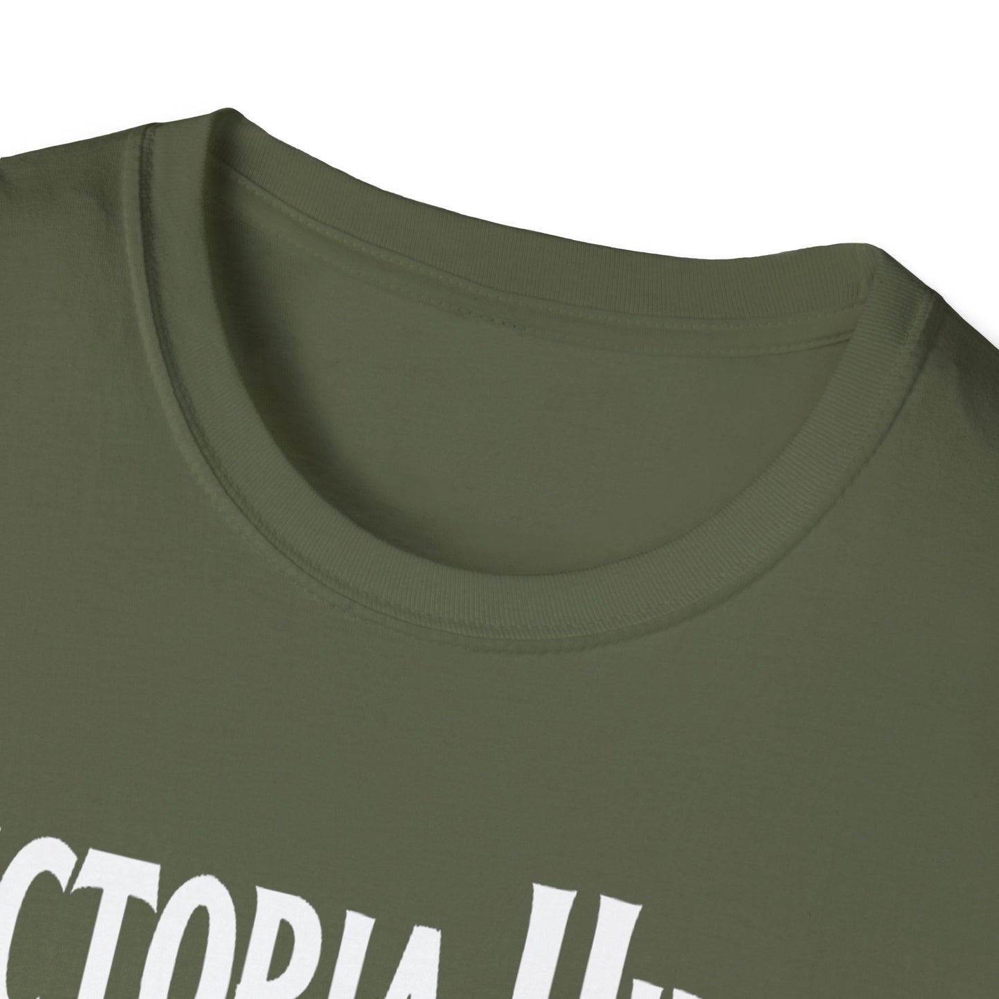 Victoria Hills Hardcore We Support Our Own Red Leaf T-Shirt, c03-n10-s006 Softstyle Graphic Tee, Unisex Casual Wear, Support'n Locals Merch, Gift for Community Lovers.