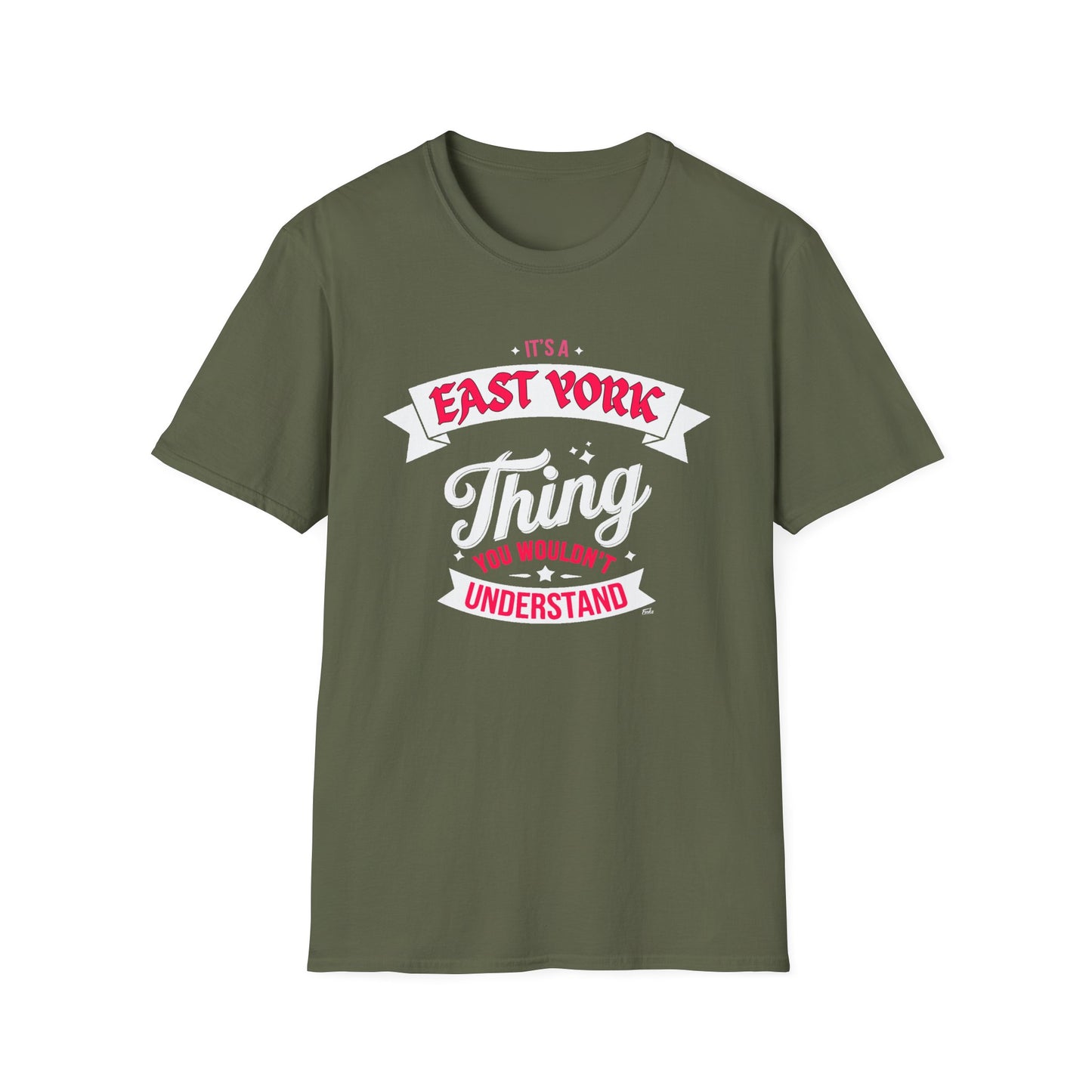 East York THING T-Shirt, Softstyle Graphic Tee, Unisex Casual Wear, Support Local Merch, Gift for Community Lovers, c06-n02-s003