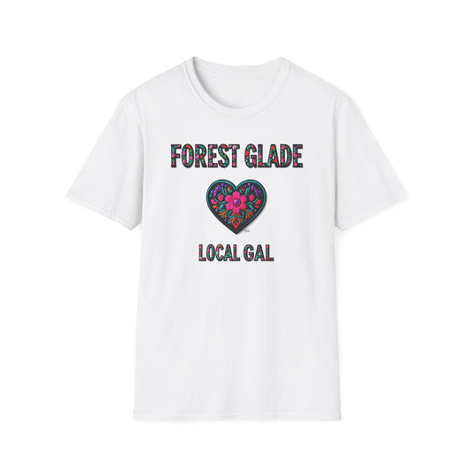 FOREST GLADE Local Gal Flower-Heart T-Shirt, Softstyle Graphic Tee, Unisex Casual Wear, Support Local Merch, Gift for Community Lovers, Finkz WINDSOR
