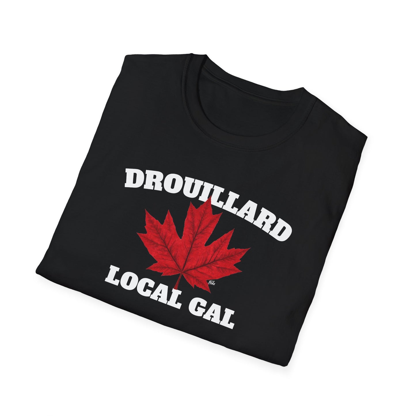 DROUILLARD Local Gal Red Leaf T-Shirt, Softstyle Graphic Tee, Unisex Casual Wear, Support Local Merch, Gift for Community Lovers, Finkz Windsor