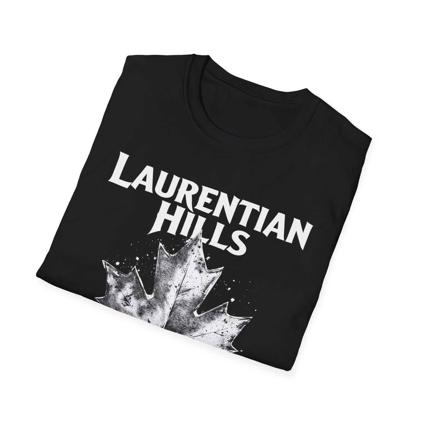 Laurentian Hills Hardcore Rep'n White Leaf T-Shirt, c03-n06-s007 Softstyle Graphic Tee, Unisex Casual Wear, Support'n Locals Merch, Gift for Community Lovers.