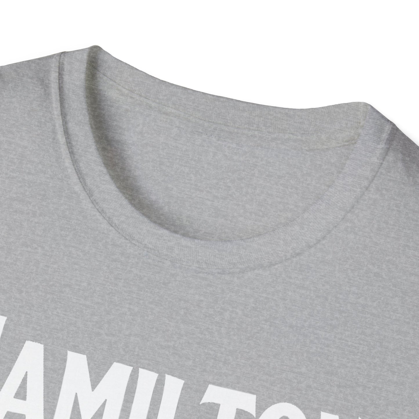 Hamilton Hardcore Rep'n White Leaf T-Shirt, c004-n00-s007 Softstyle Graphic Tee, Unisex Casual Wear, Support'n Locals Merch, Gift for Community Lovers.