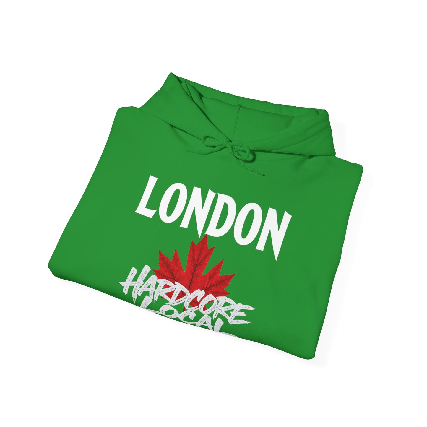 London HARDCORE LOCAL red leaf, Hooded Sweatshirt - c02-n00-hs006 Unisex Heavy Blend™ Pullover, Casual Hoodie for Every Day, Gift for Friends, Support'n Locals -Local Pride Apparel Support Your Community