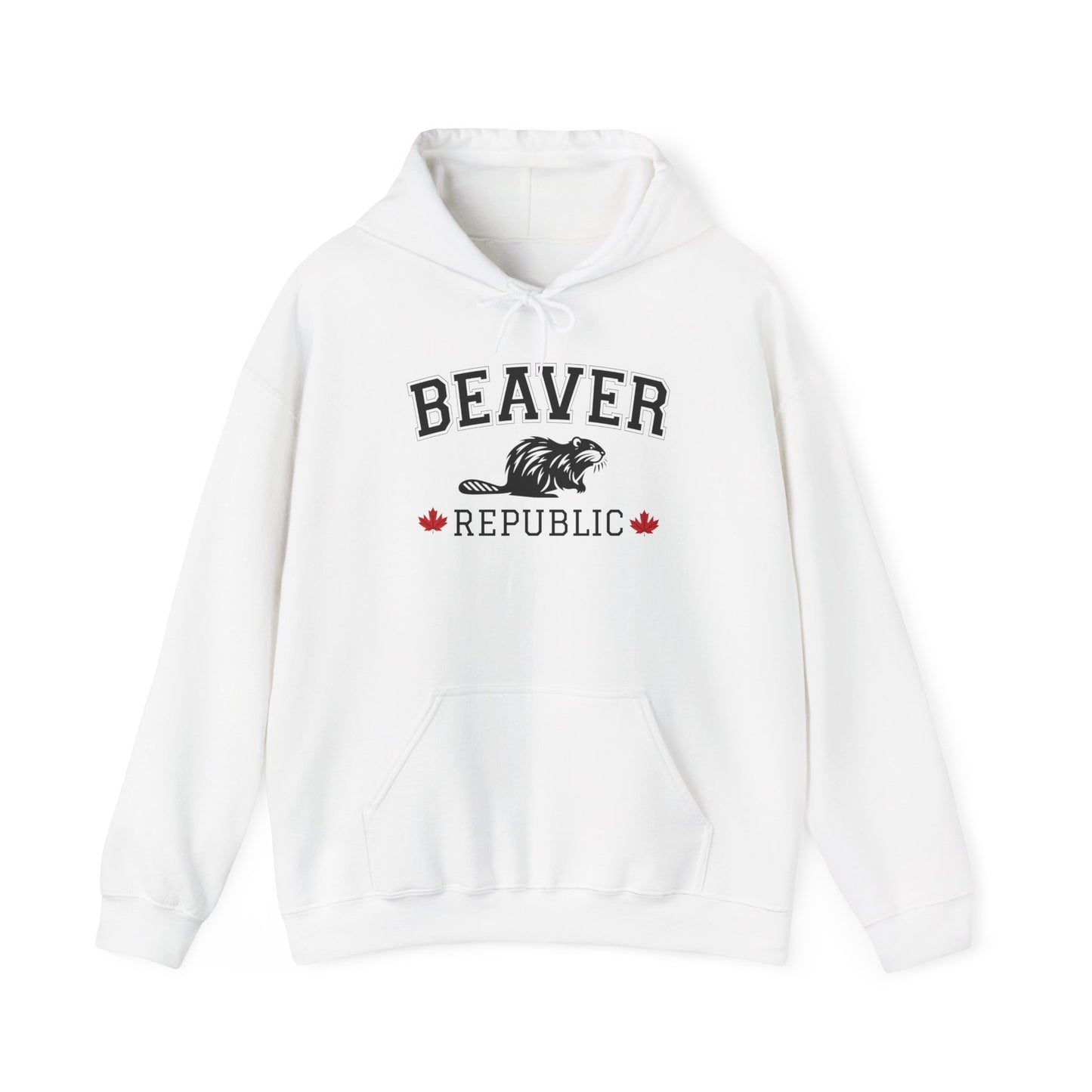 Beaver Republic White Cozy Hoodie 9 | Unisex Sweatshirt for Nature Lovers, Casual Wear, Gift for Him/Her, Outdoor Adventures, Cozy Days Canada Patriotic