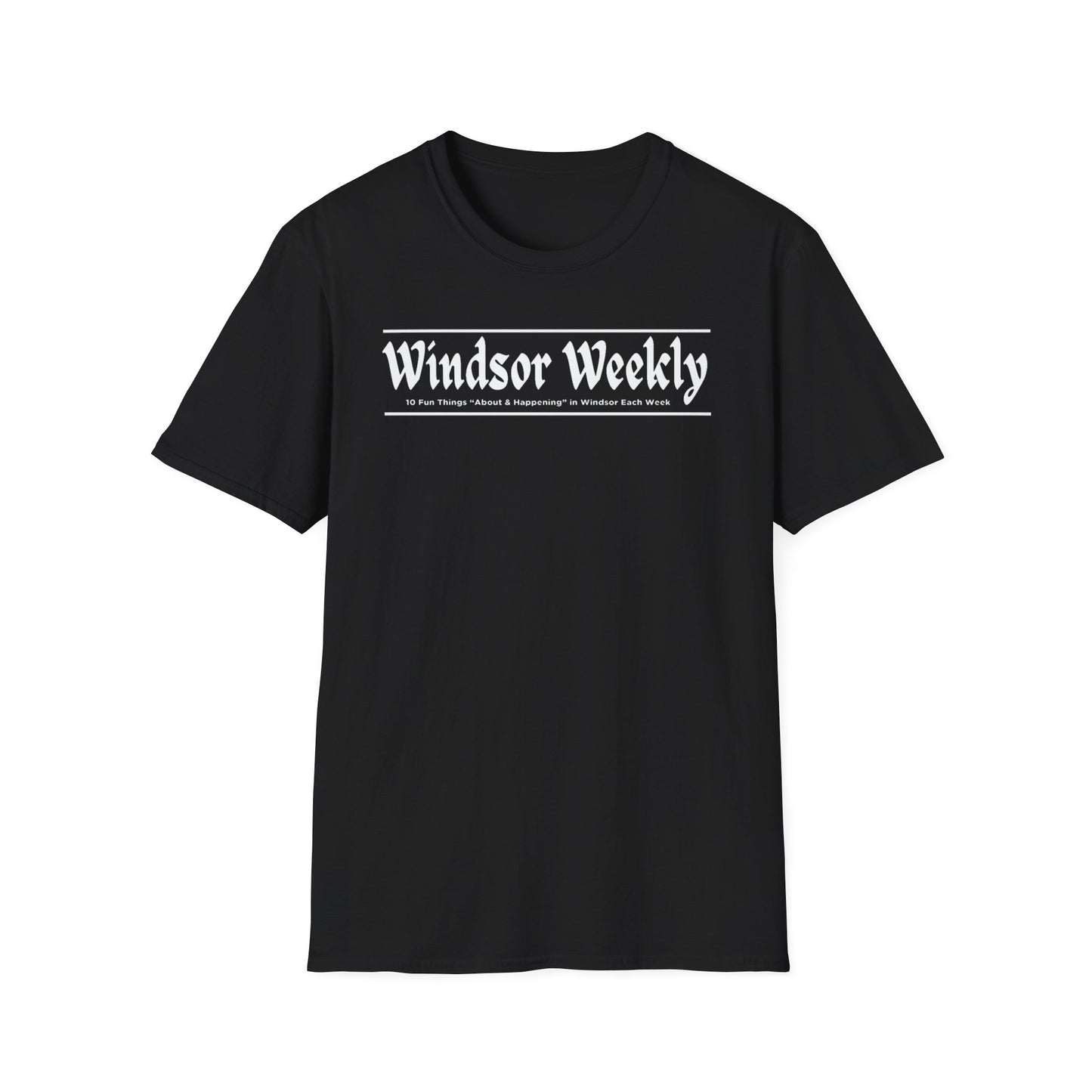 WINDSOR WEEKLY T-Shirt, Softstyle Graphic Tee, Unisex Casual Wear, Support Local Merch, Gift for Community Lovers FINKZ WINDSOR