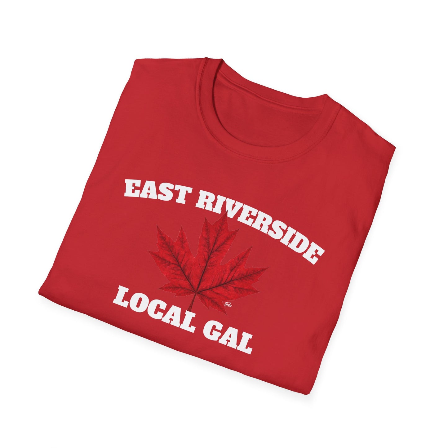 EAST RIVERSIDE Local Gal Red Leaf T-Shirt, Softstyle Graphic Tee, Unisex Casual Wear, Support Local Merch, Gift for Community Lovers, Finkz Windsor