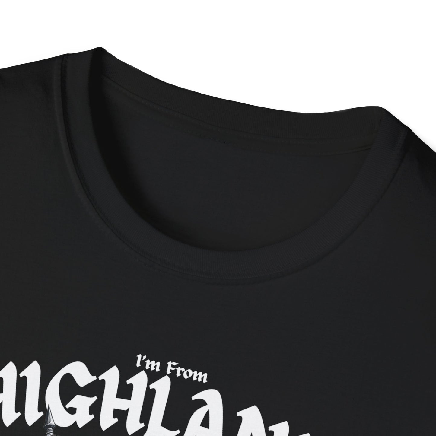 Highland Underestimate Guy T-Shirt, c02-n05-s002 Softstyle Graphic Tee, Unisex Casual Wear, Support'n Locals Merch, Gift for Community Lovers.