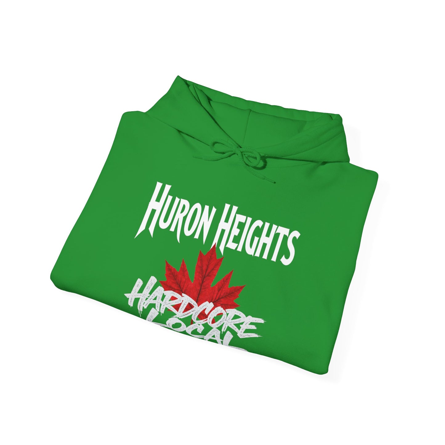 Huron Heights HARDCORE LOCAL red leaf, Hooded Sweatshirt - c02-n06-hs006 Unisex Heavy Blend™ Pullover, Casual Hoodie for Every Day, Gift for Friends, Support'n Locals -Local Pride Apparel Support Your Community